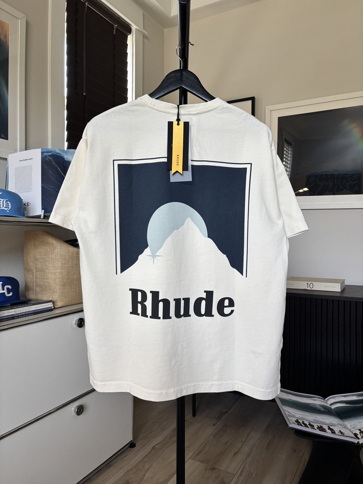 RHUDE NEW BLUE MOONLIGHT GRAPHIC LOGO TEE