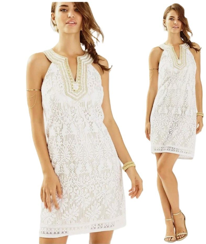 Lilly Pulitzer Calera Jungle White Lace Shift Dress New, with Tags Size XS / US 0-2 / IT 36-38 - 6 Thumbnail