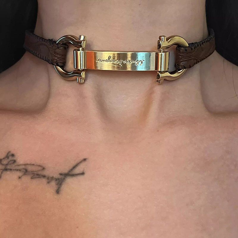 Jewelry × Leather Punk Horse Leather Y2K Choker Necklace Size ONE SIZE - 1 Thumbnail