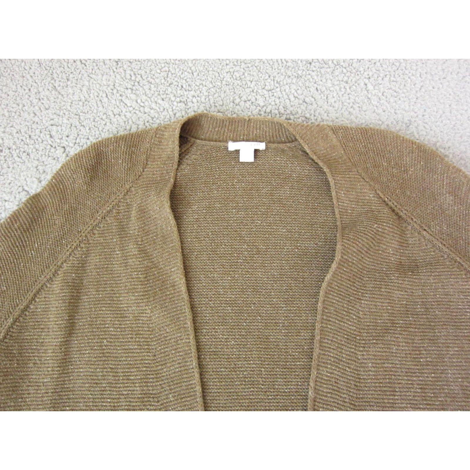 J. Jill VINTAGE J Jill Open Cardigan Sweater Womens S Brown Silk Cotton Acrylic Knit Short Sleeve Casual Summer Relaxed Regular Size S / US 4 / IT 40 - 2 Thumbnail