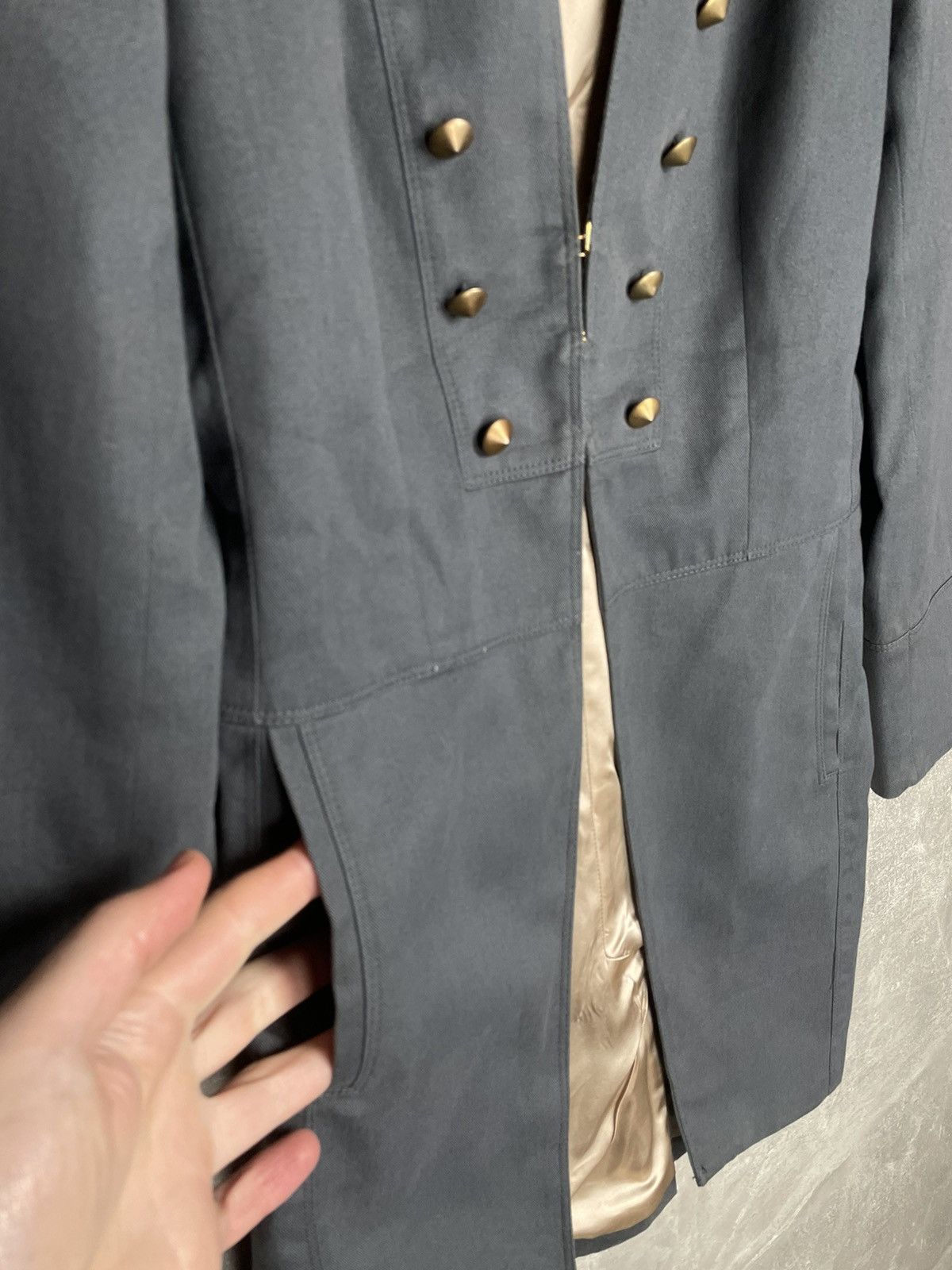 Sandro Sandro Blue Cotton Colarless Blazer Cape Coat Jacket Size XS / US 0-2 / IT 36-38 - 5 Thumbnail