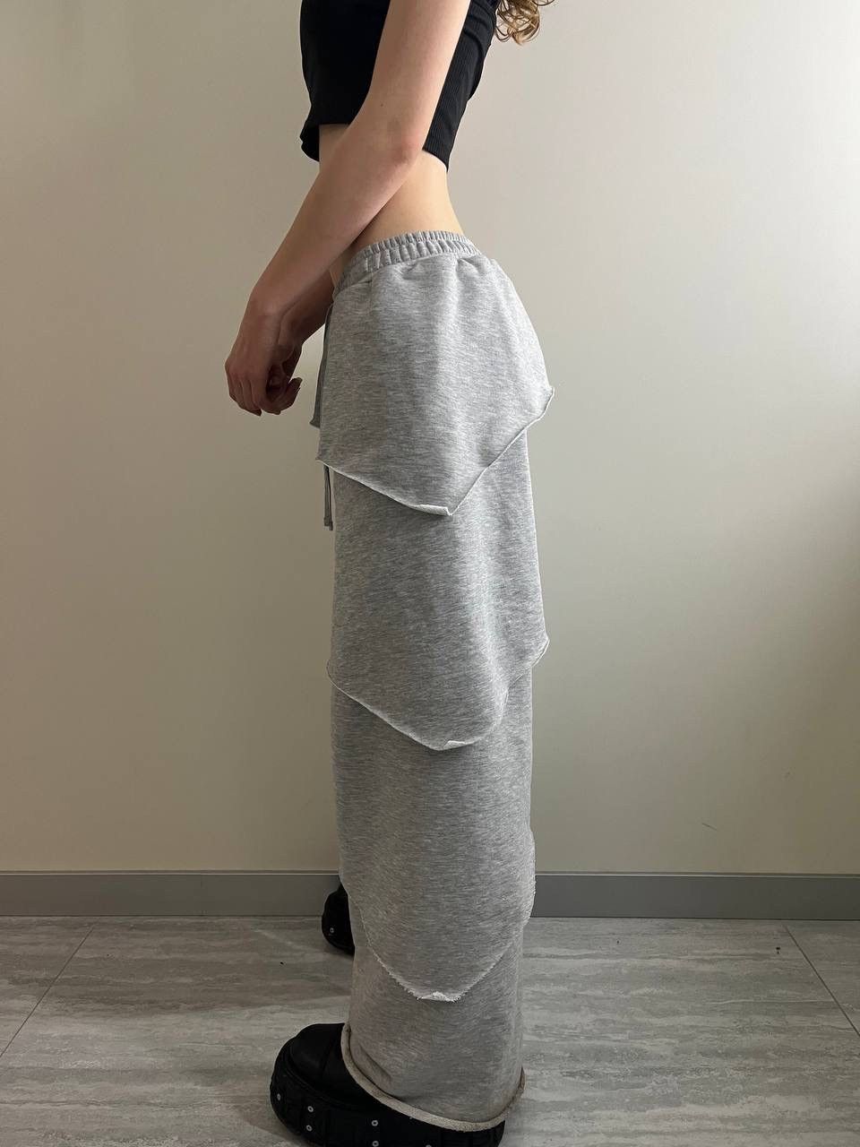 Designer Rare! Sweatpants Grey Kudasai Oh Handmade Designer Y2K Size US 32 / EU 48 - 5 Thumbnail