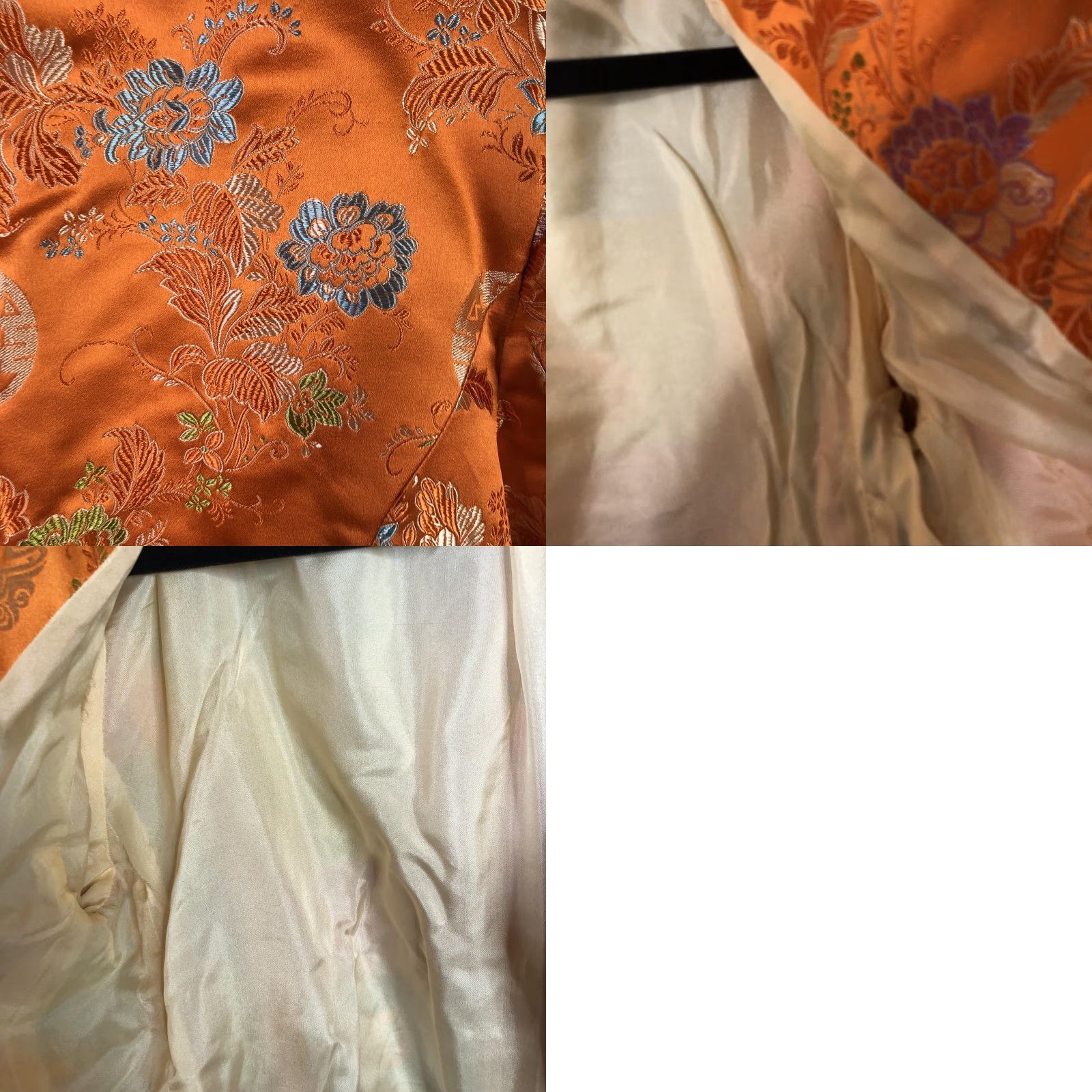 Vintage Johanne Beck Blazer Womens Medium Orange Silk Blend Floral Embroidered Satin Blazer - Formal Party/Cocktail Womens Size M / US 6-8 / IT 42-44 - 11 Thumbnail