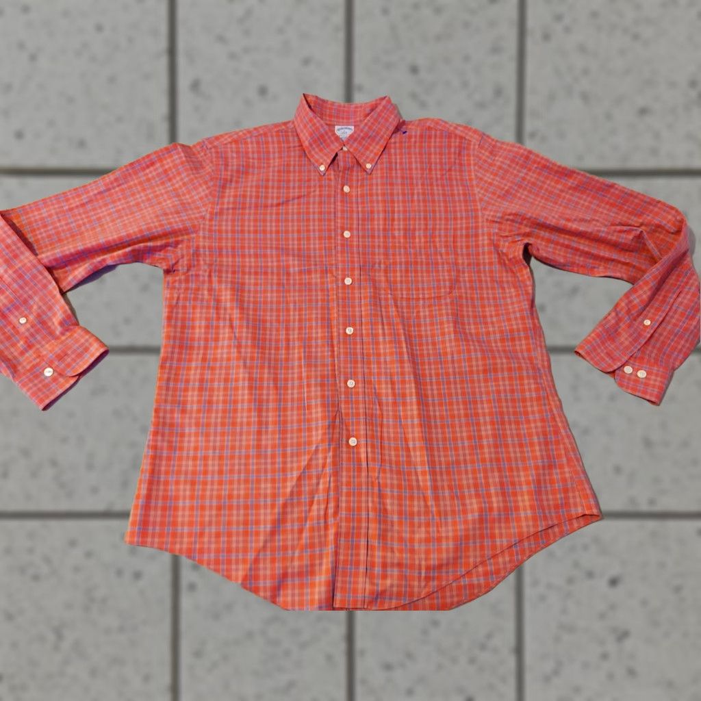 Brooks Brothers Brooks Brothers Dress Shirt L Large Orange Cotton Mens Button Regular Shirt Size 42R - 1 Thumbnail