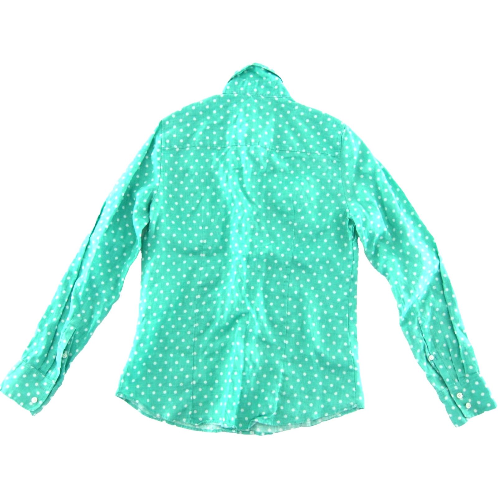 J.Crew J.CREW Button-Up Linen Aqua Blue White Polka Dot Collar Long Sleeve Blouse XS Women’s Regular 100% Linen Size XS / US 0-2 / IT 36-38 - 2 Thumbnail