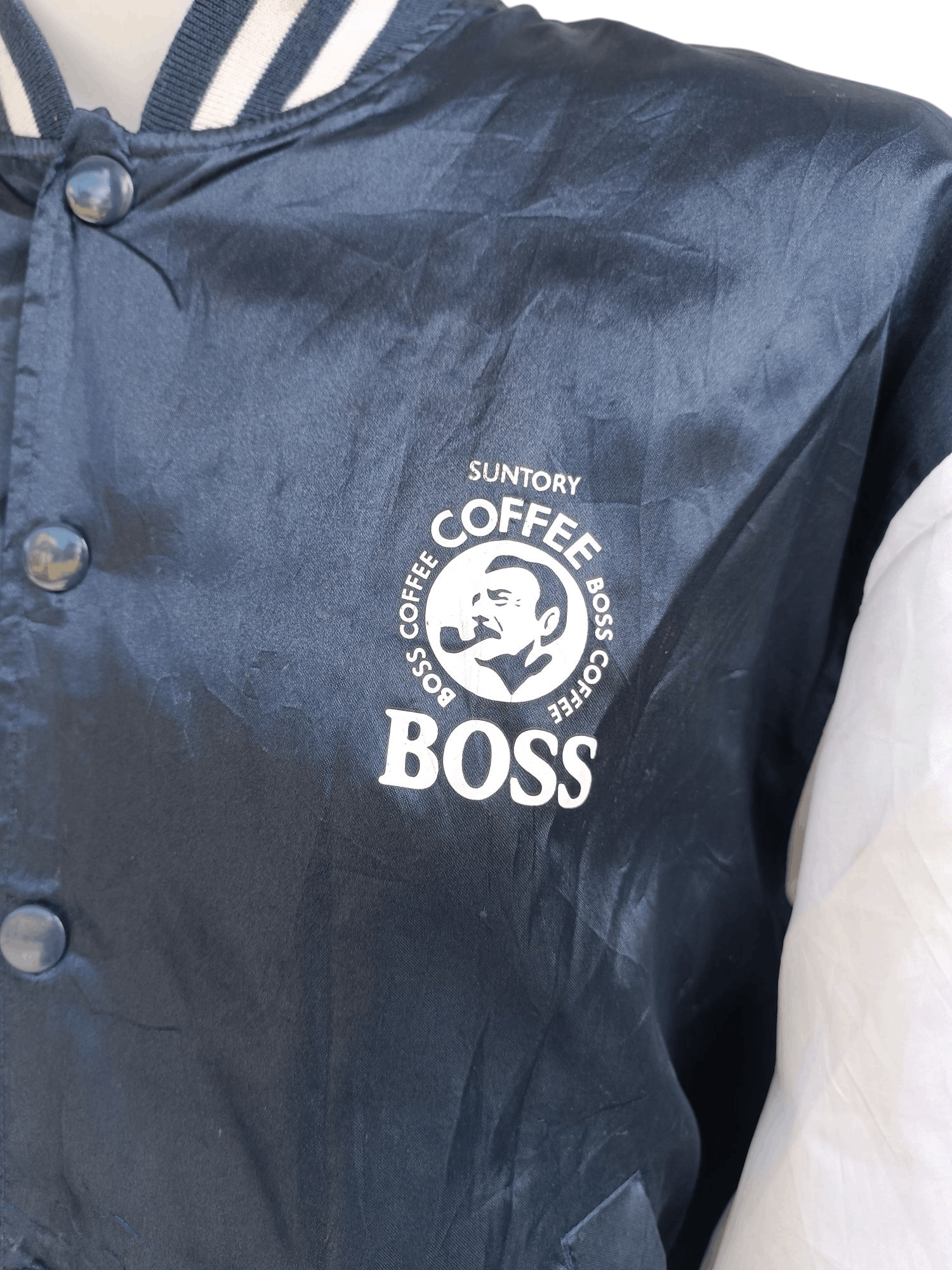 Japanese Brand VINTAGE 🔥 Big Logo Suntory Coffee Boss Satin Jacket SW01 Size US XL / EU 56 / 4 - 9 Thumbnail