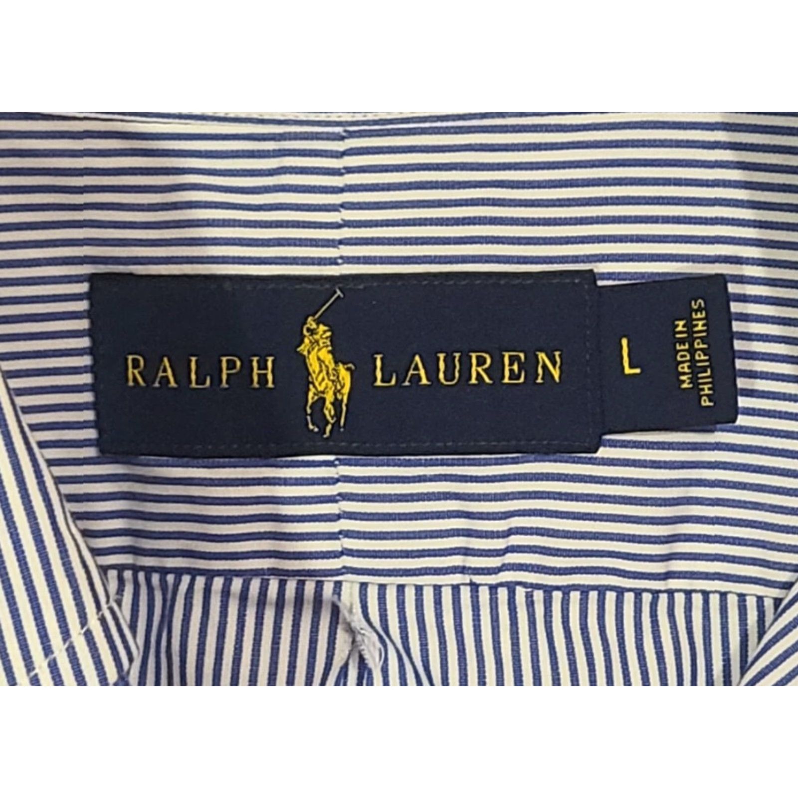 Ralph Lauren Ralph Lauren Blue Stripe Button-Down Long Sleeve Shirt Large Cotton Shirt Mens Regular L Blue Stripe Button-Up Collared Casual Vintage: No Size US L / EU 52-54 / 3 - 3 Thumbnail