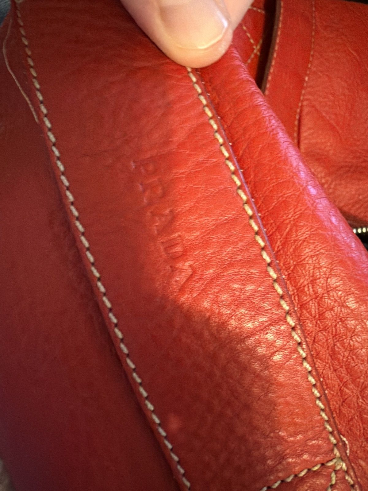 Prada Prada Vitello Daino Red Leather Barrel Duffle Bag Size ONE SIZE - 9 Thumbnail