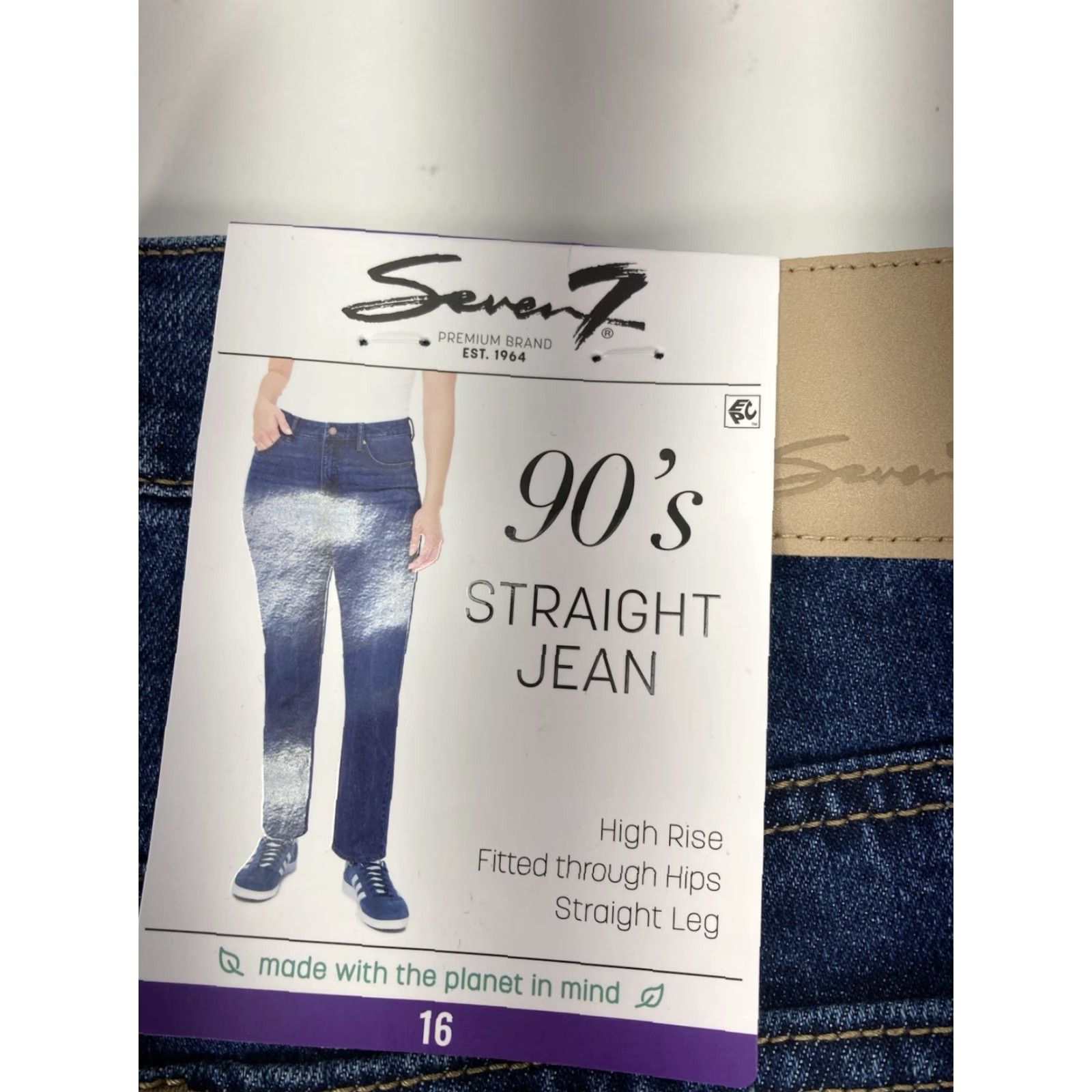 Vintage Seven7 Jeans Women Size 16 36X30 High Rise Stretch 90s Blue NWT Straight Size 38" / US 16 / IT 52 - 4 Thumbnail