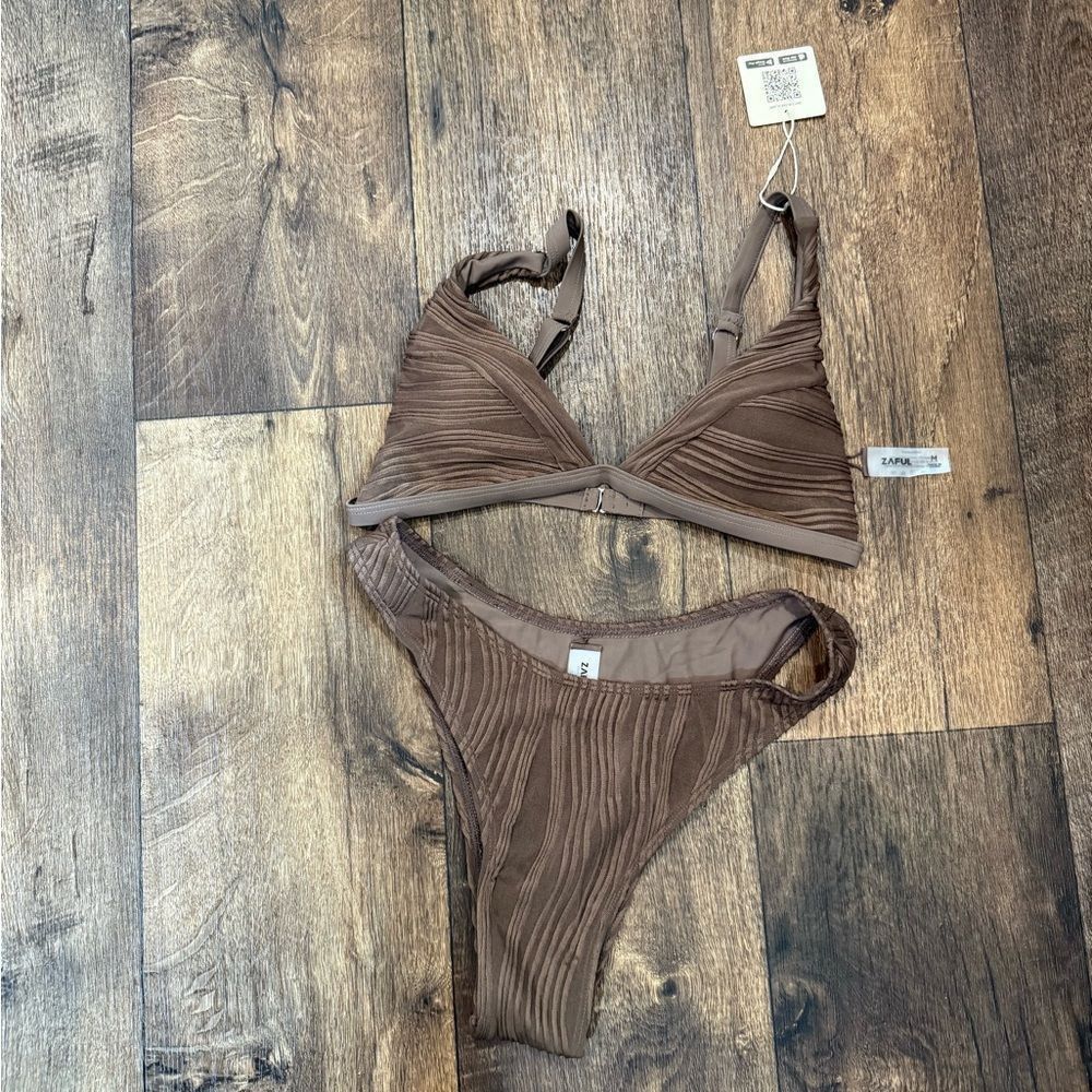 Other Zaful Brown Ruched Triangle Bikini Set Size M / US 6-8 / IT 42-44 - 8 Thumbnail