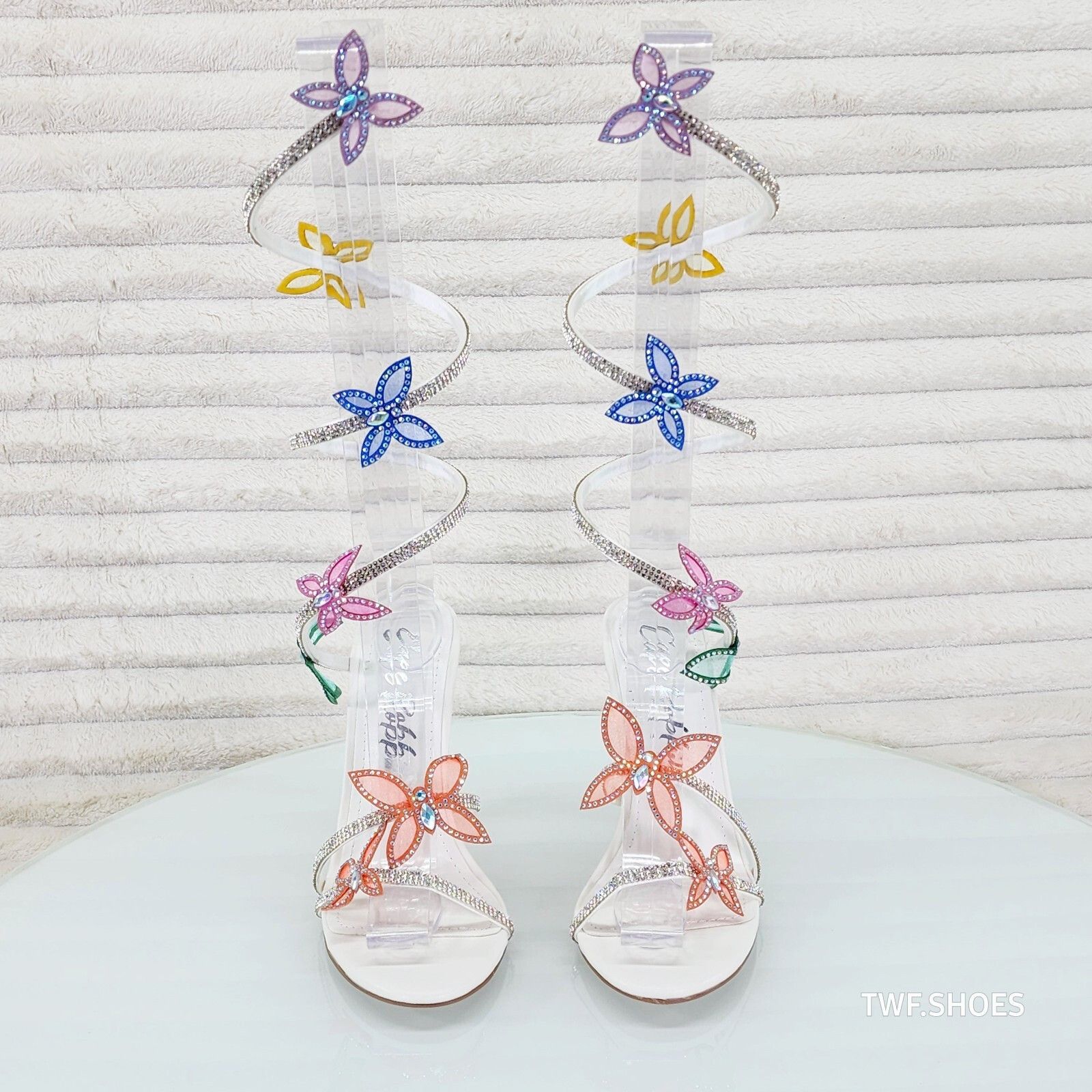 Other Fly Girl White Upper & Rhinestones Multi Color Butterfly Wra Size US 6.5 / IT 36.5 - 1 Thumbnail