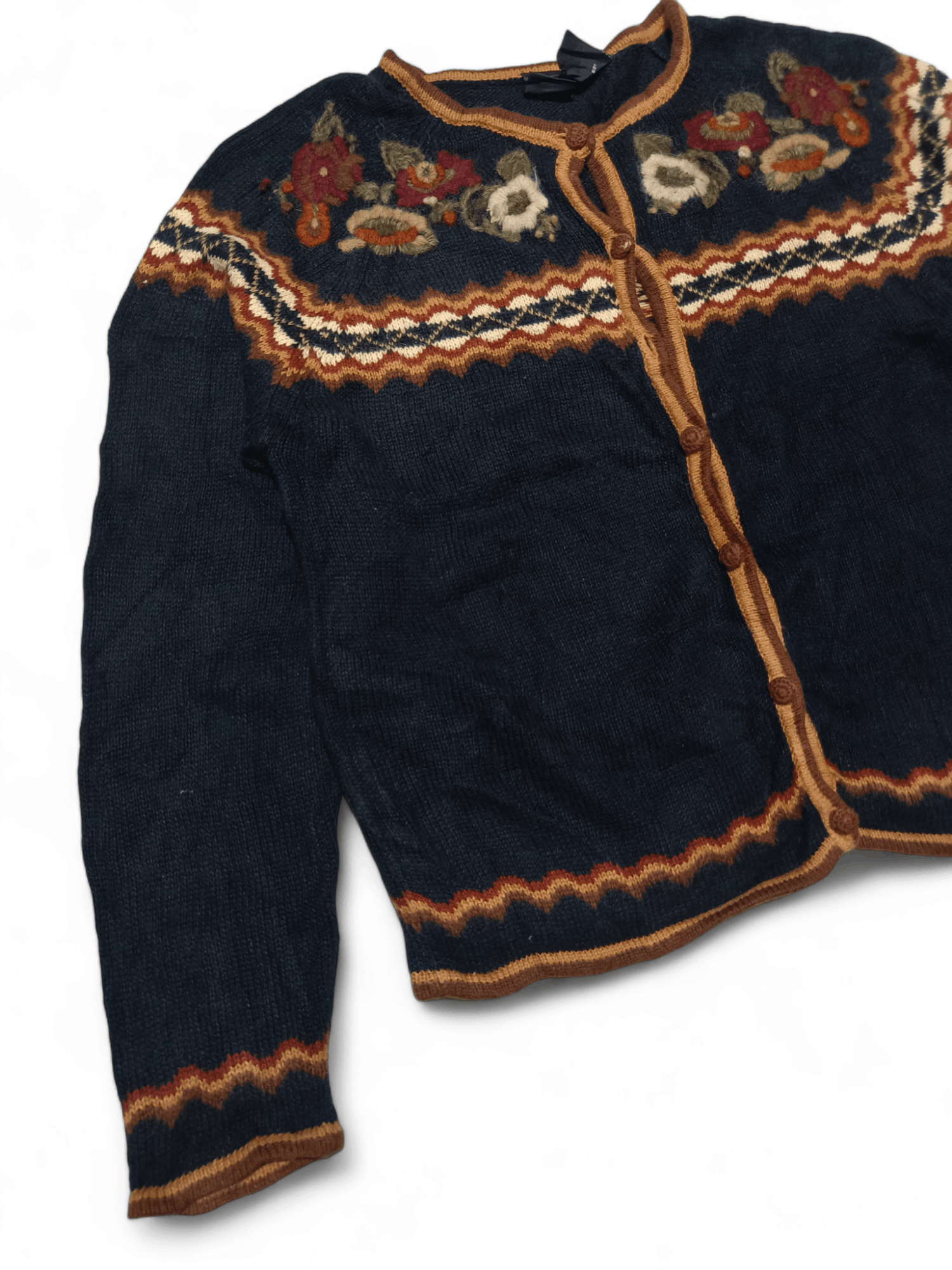 Other Vintage ERIKA Floral Embroidered Motifs Pattern Knit Sweater Size L / US 10 / IT 46 - 4 Thumbnail