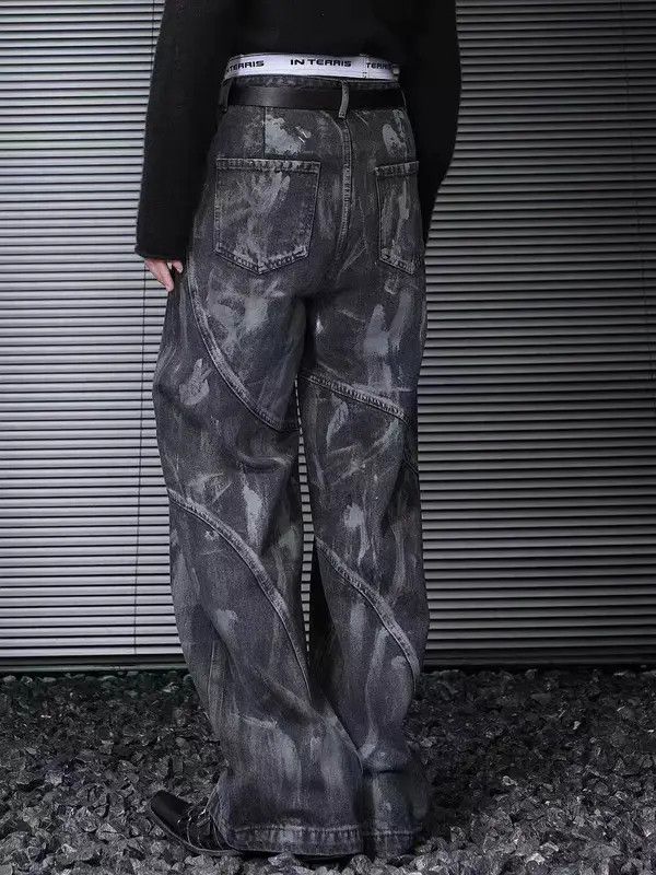 Japanese Brand VIBE Painted heavy-duty deconstructed washed baggy jeans Size US 32 / EU 48 - 5 Thumbnail