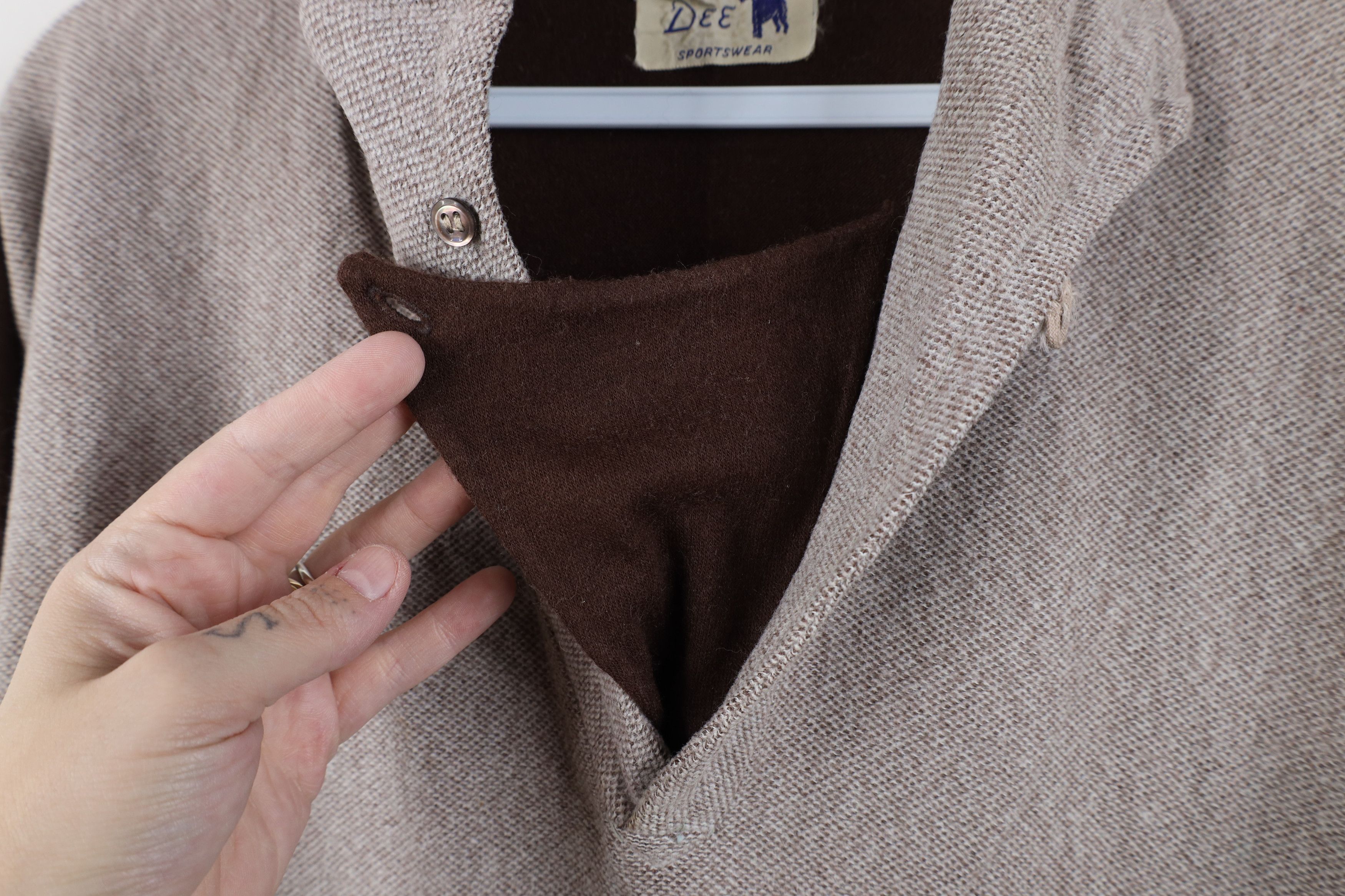 Vintage Vintage 50s 60s Streetwear Looped Collar Knit Polo Brown USA Size US L / EU 52-54 / 3 - 6 Thumbnail