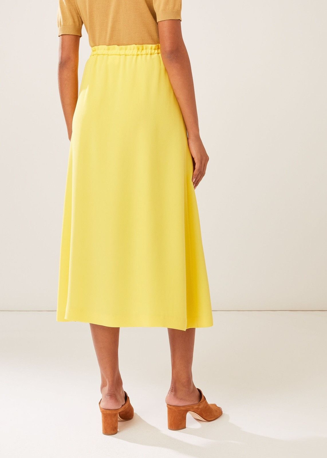 Loro Piana o1srvl11e0824 Lina Silk Midi Skirt in Yellow Size 26" / US 2 / IT 38 - 3 Thumbnail