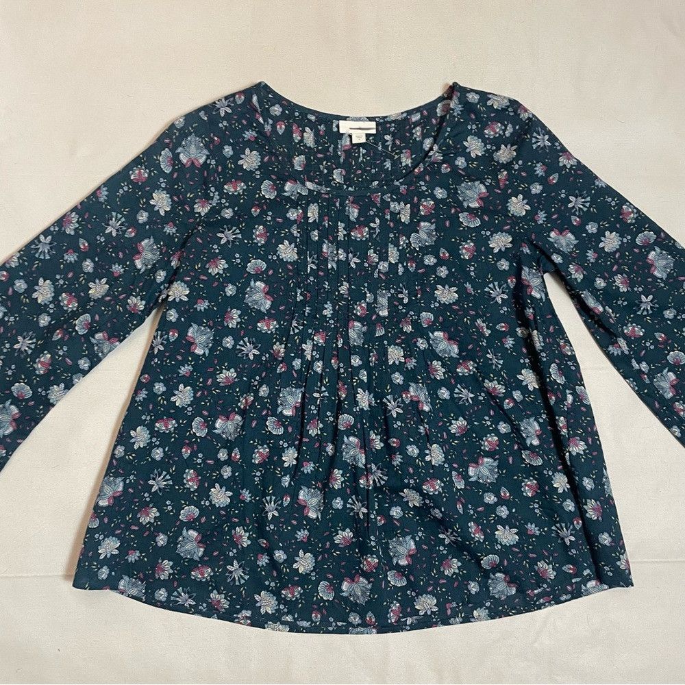 J. Jill New J. Jill Pintucked Floral Cotton Peacock Folkloric Vine Size S / US 4 / IT 40 - 6 Thumbnail
