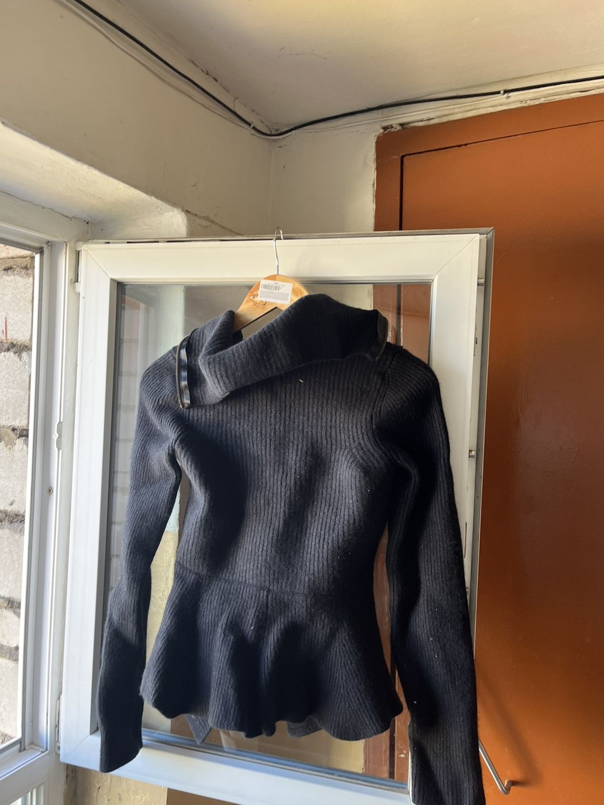 Lanvin Lanvin Black Ribbed High Neck Peplum Zip Jacket Size S / US 4 / IT 40 - 4 Thumbnail