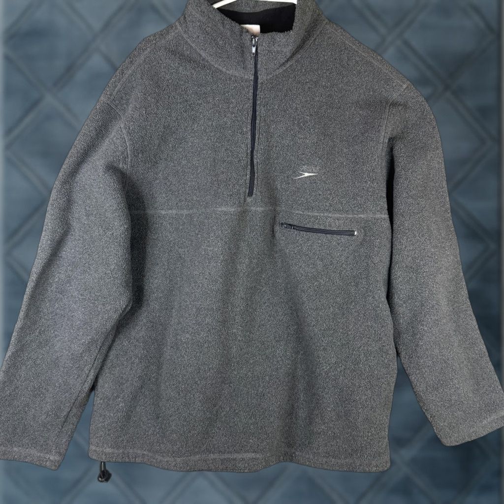 Speedo Speedo Jacket Mens XL Gray 1/4 Zip Fleece Collar Pocket Adjustable Hem Pullover Size US XL / EU 56 / 4 - 1 Thumbnail