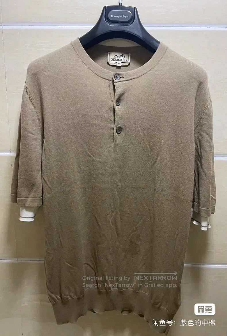 Hermes Hermes Knitted short-sleeve t-shirt (Henley collar) Size US M / EU 48-50 / 2 - 1 Thumbnail