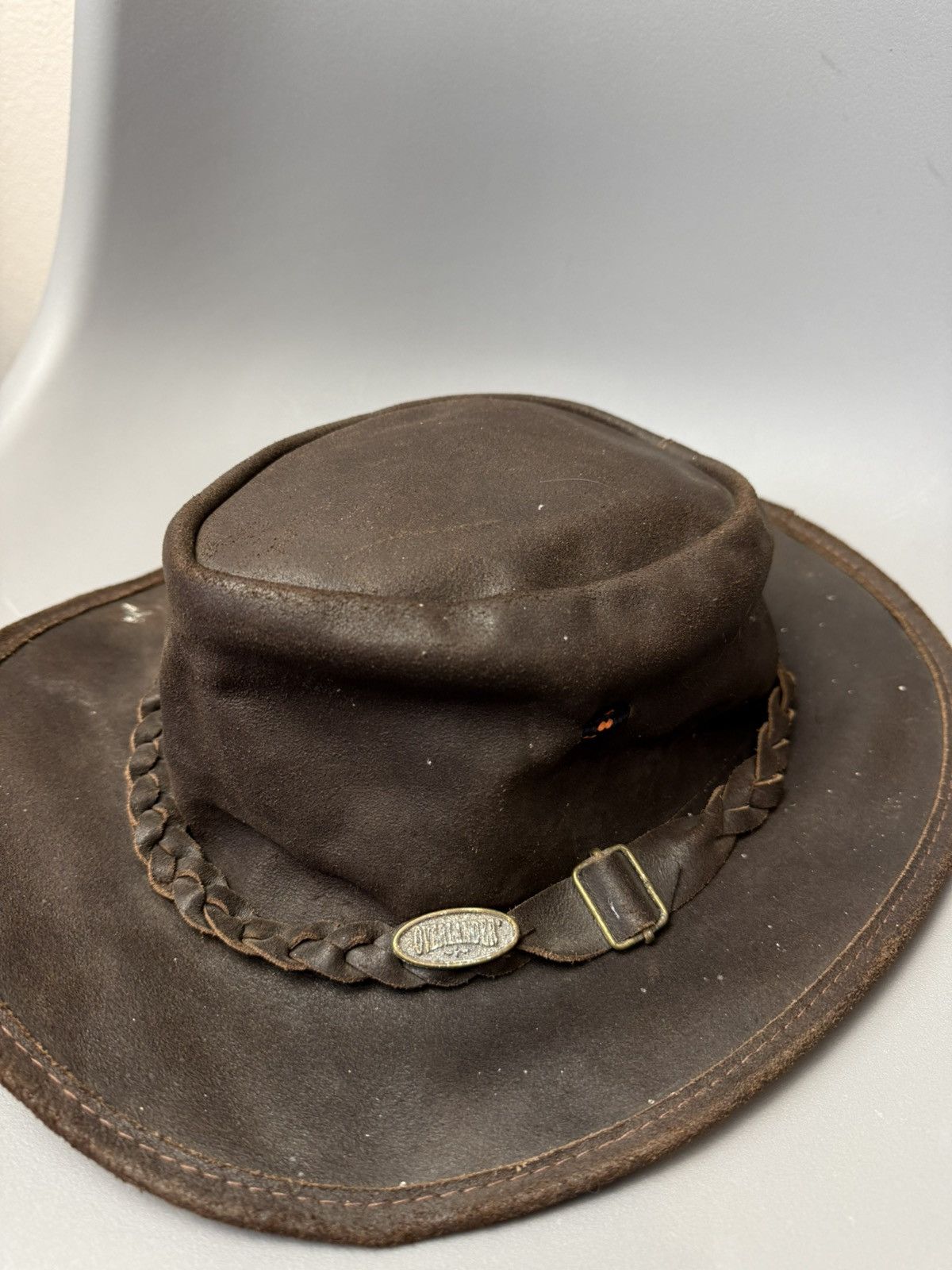 Leather American Cowboy Hat Australian Western Aussie Brown Leather Size ONE SIZE - 2 Thumbnail