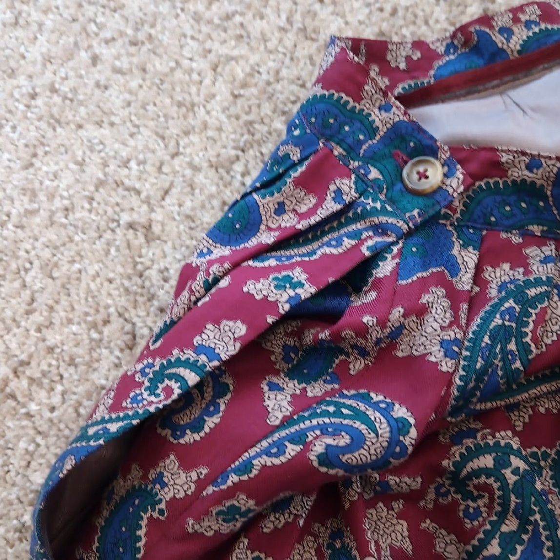 Lands' End Lands' End Skirt Maxi Women Size 8 Red Rayon Lined Pleated Pockets Paisley Long Size 30" / US 8 / IT 44 - 7 Thumbnail