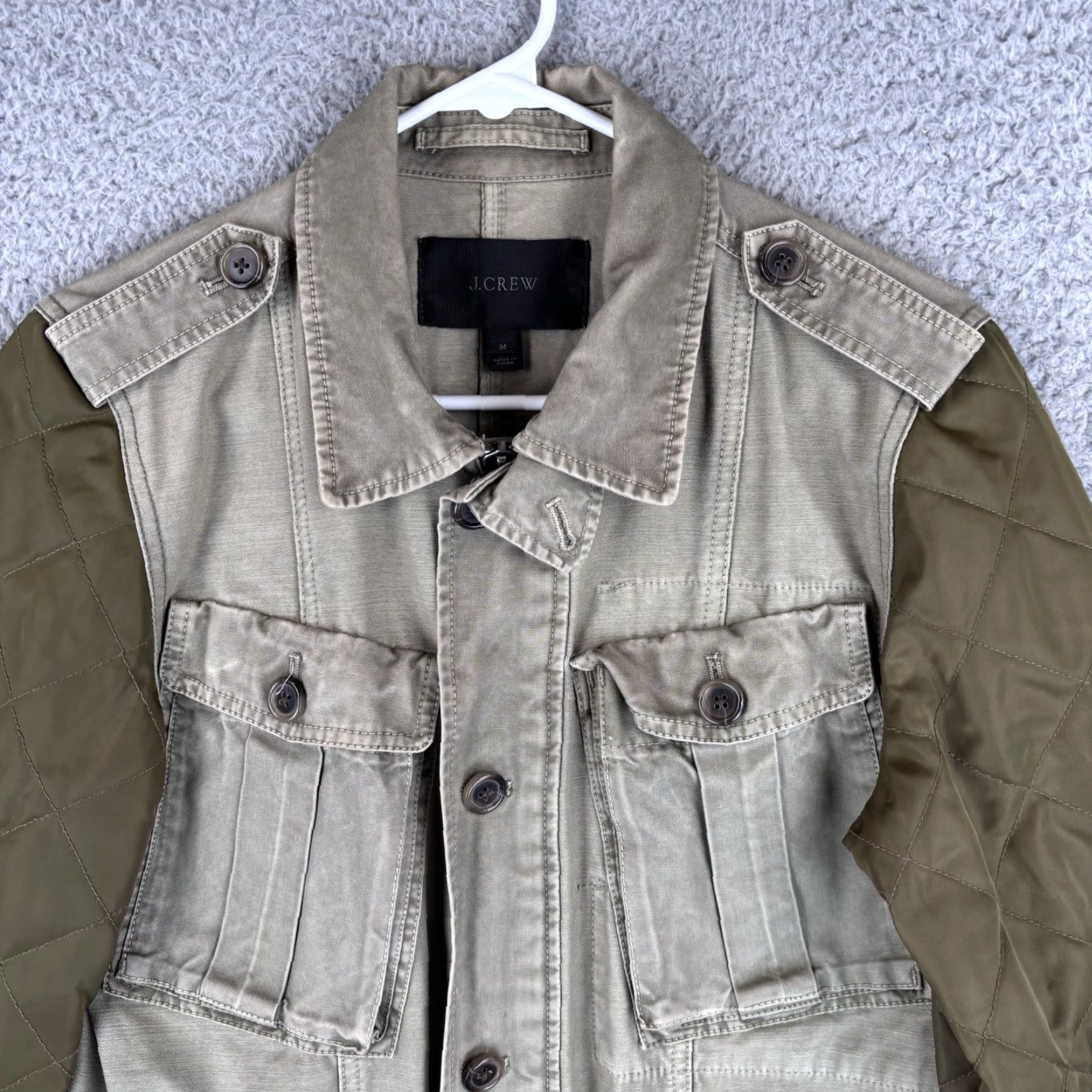 J.Crew J.CREW Jacket Womens M Olive Canvas Twill Chore Military Pockets Full Zip Lightweight Casual Workwear Size M / US 6-8 / IT 42-44 - 2 Thumbnail