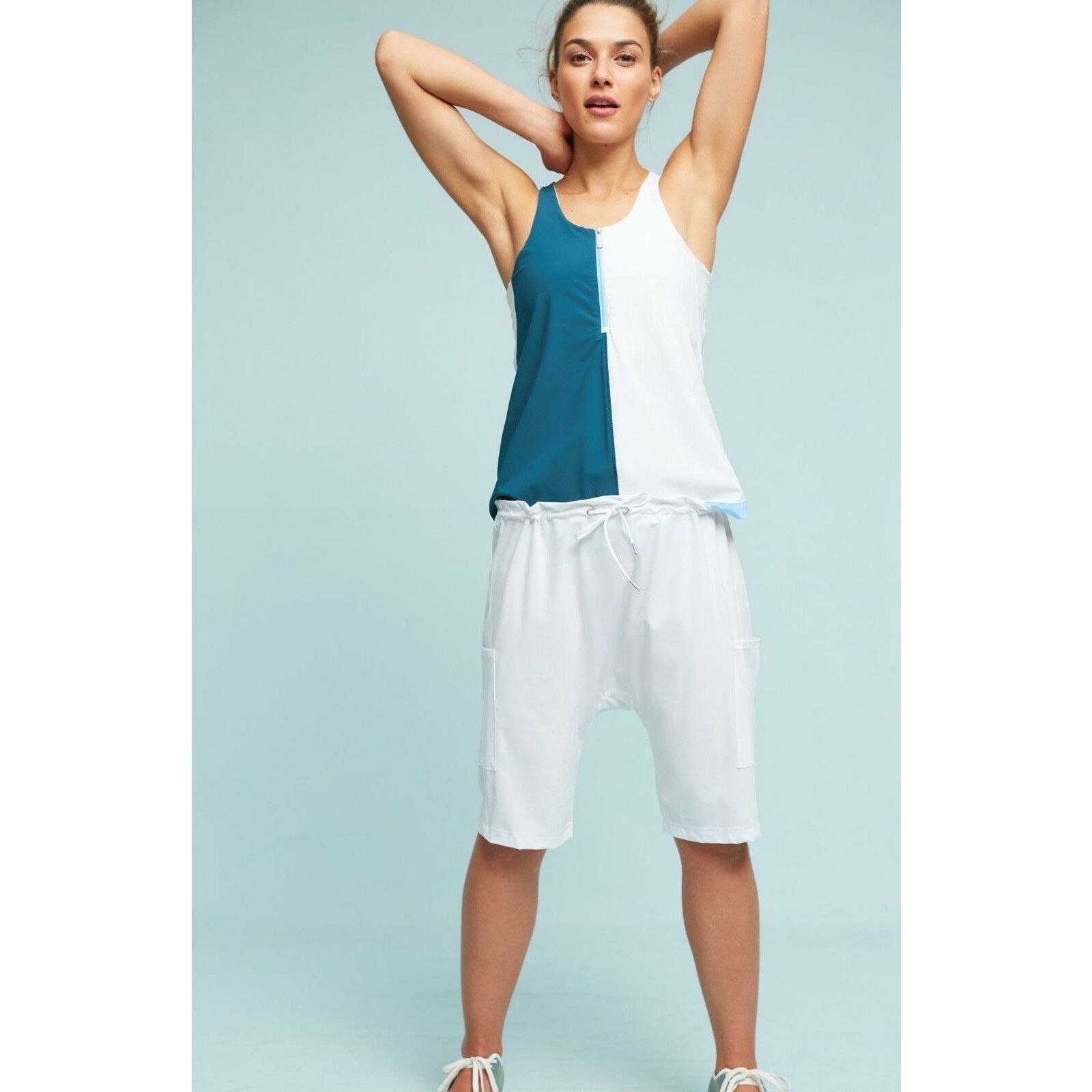Anthropologie New B.30 Long Activewear Shorts WHITE Retail $114 X-SMALL Size 26" / US 2 / IT 38 - 1 Thumbnail