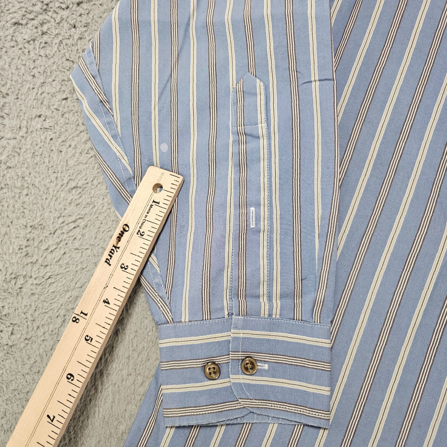 Stafford Stafford Dress Shirt Mens 16 32/33 Blue Pinstripe Classic Fit Button Up Cotton Size 42R - 5 Thumbnail