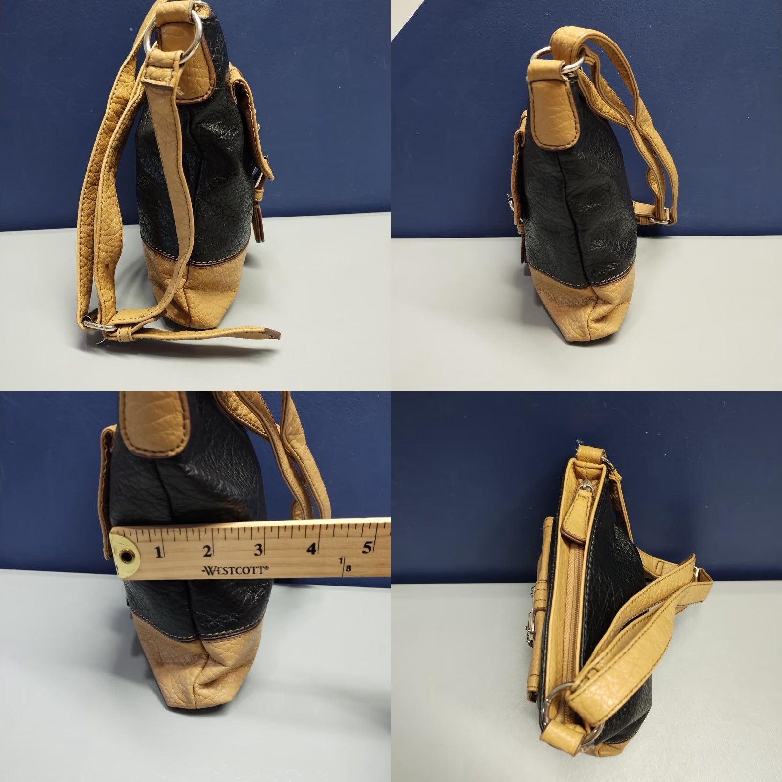 Nine West Nine West Crossbody Bag Monogram Black Tan Two Tone Adjustable Straps Womens Medium Modern Size ONE SIZE - 8 Thumbnail