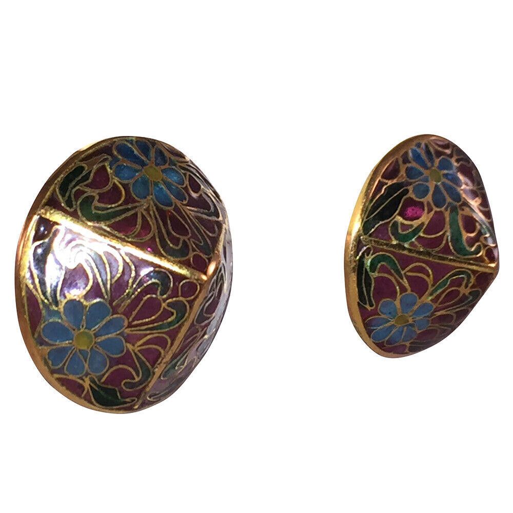 Designer Chinese Cloisonne Pyramid Statement Earrings Size ONE SIZE - 1 Thumbnail