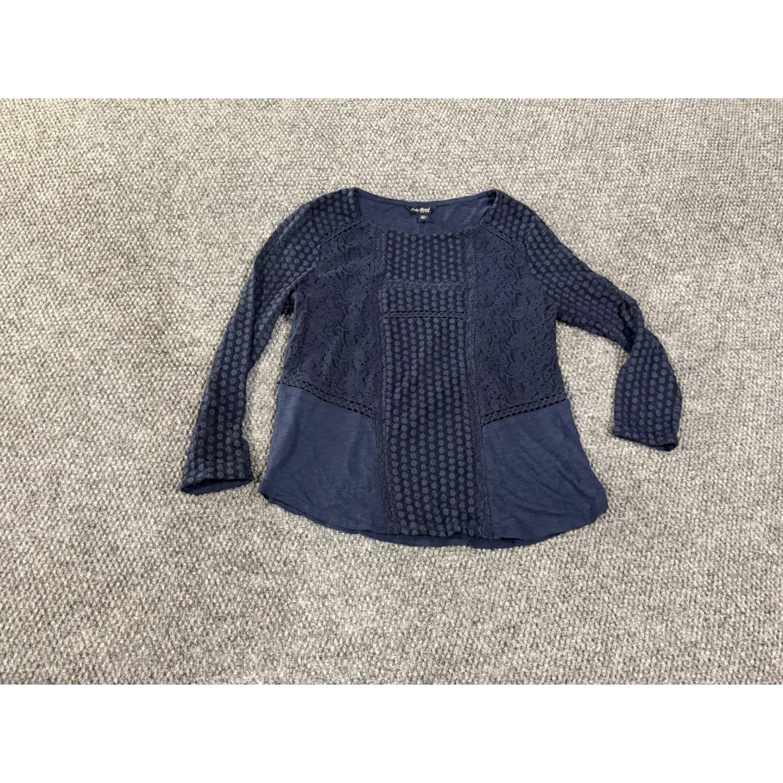 Lucky Brand Lucky Brand Blouse Womens XS Blue Sheer Lace Long Sleeve Lightweight Casua lут Size XS / US 0-2 / IT 36-38 - 2 Thumbnail