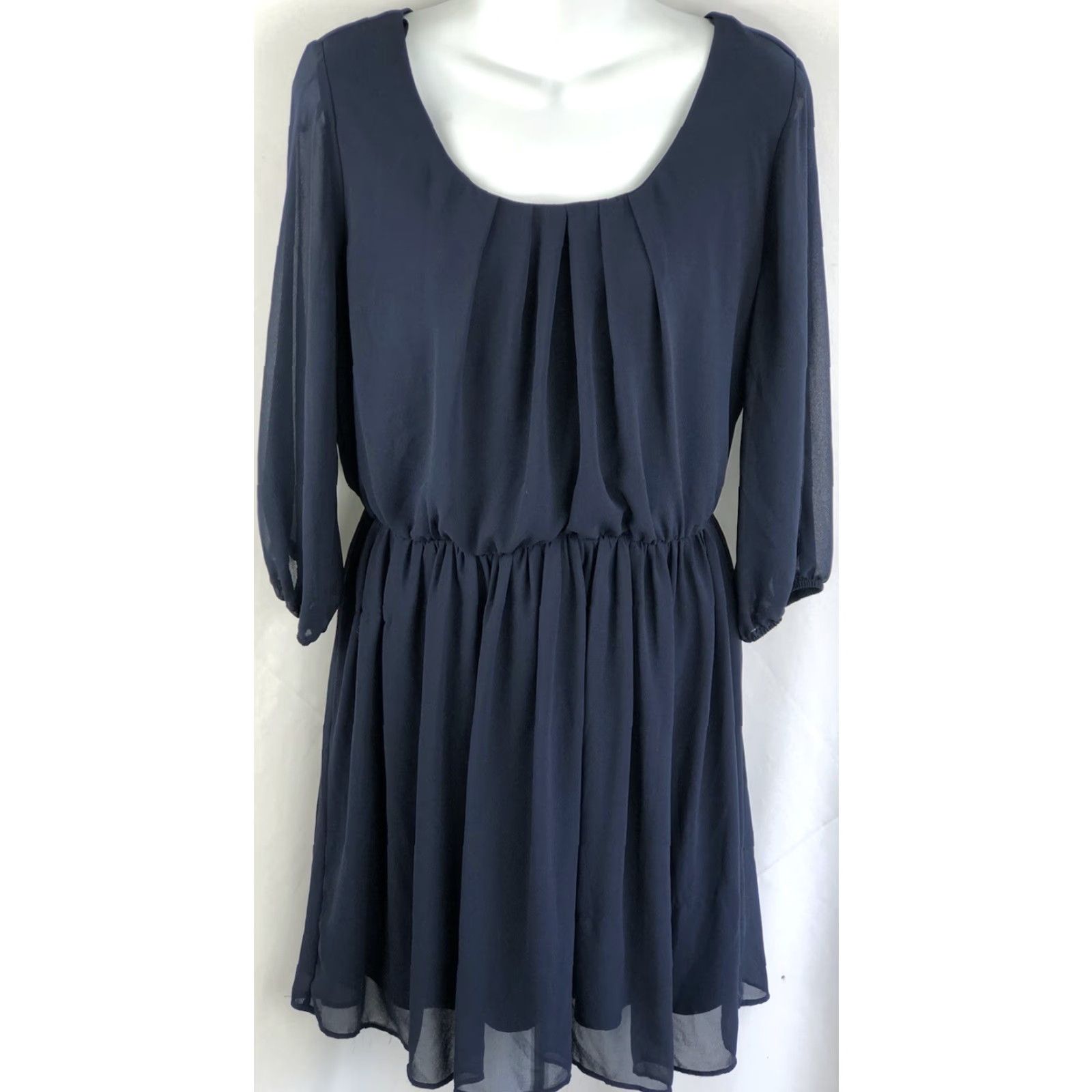 Vintage VINTAGE By & By Blouson Dress Shirt Women M Blue Chiffon 90s Bohemian Fairy Y2K Career Size M / US 6-8 / IT 42-44 - 5 Thumbnail