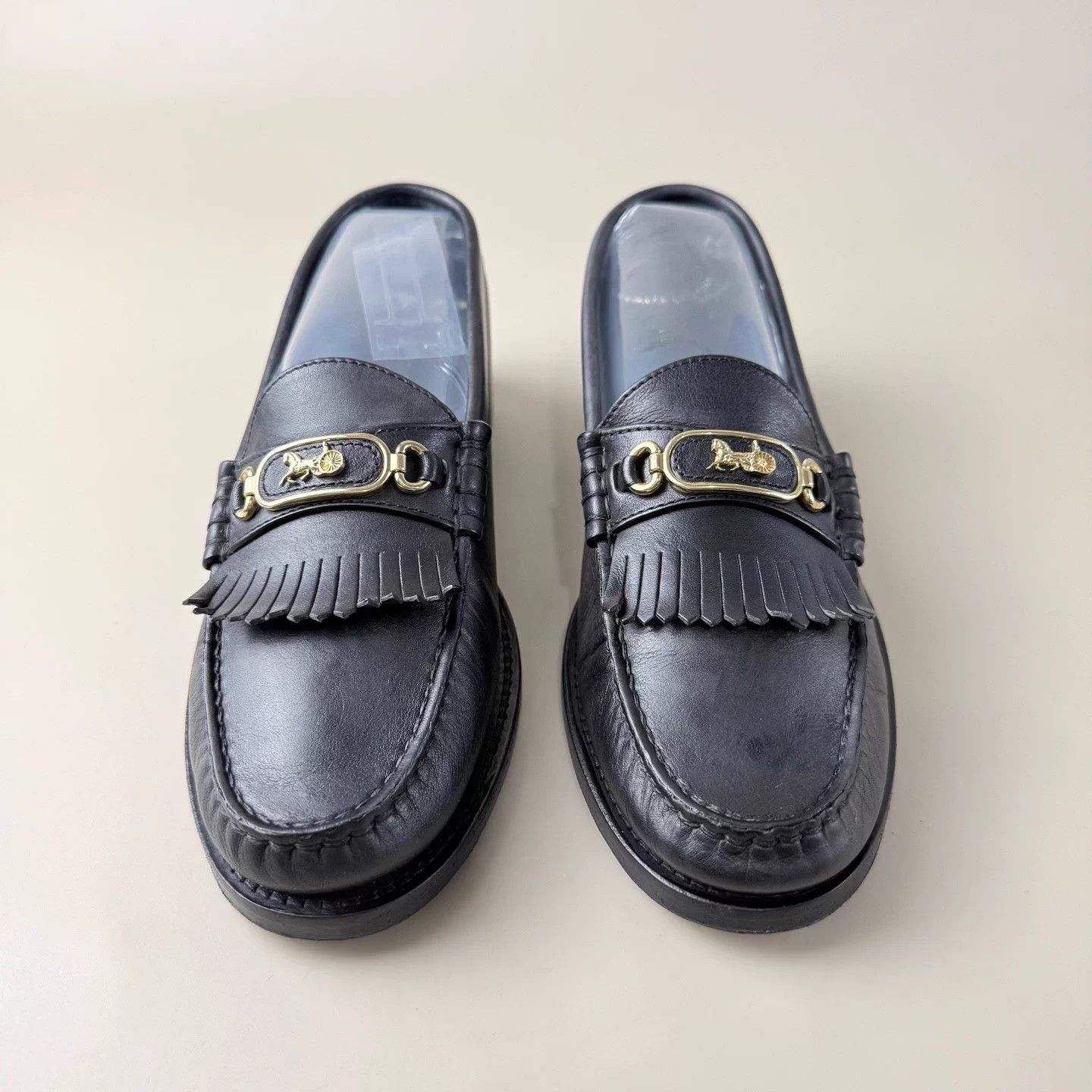 Celine Celine Horse Carriage Fringe Loafer Black & Gold 37 Size US 6 / IT 36 - 2 Thumbnail