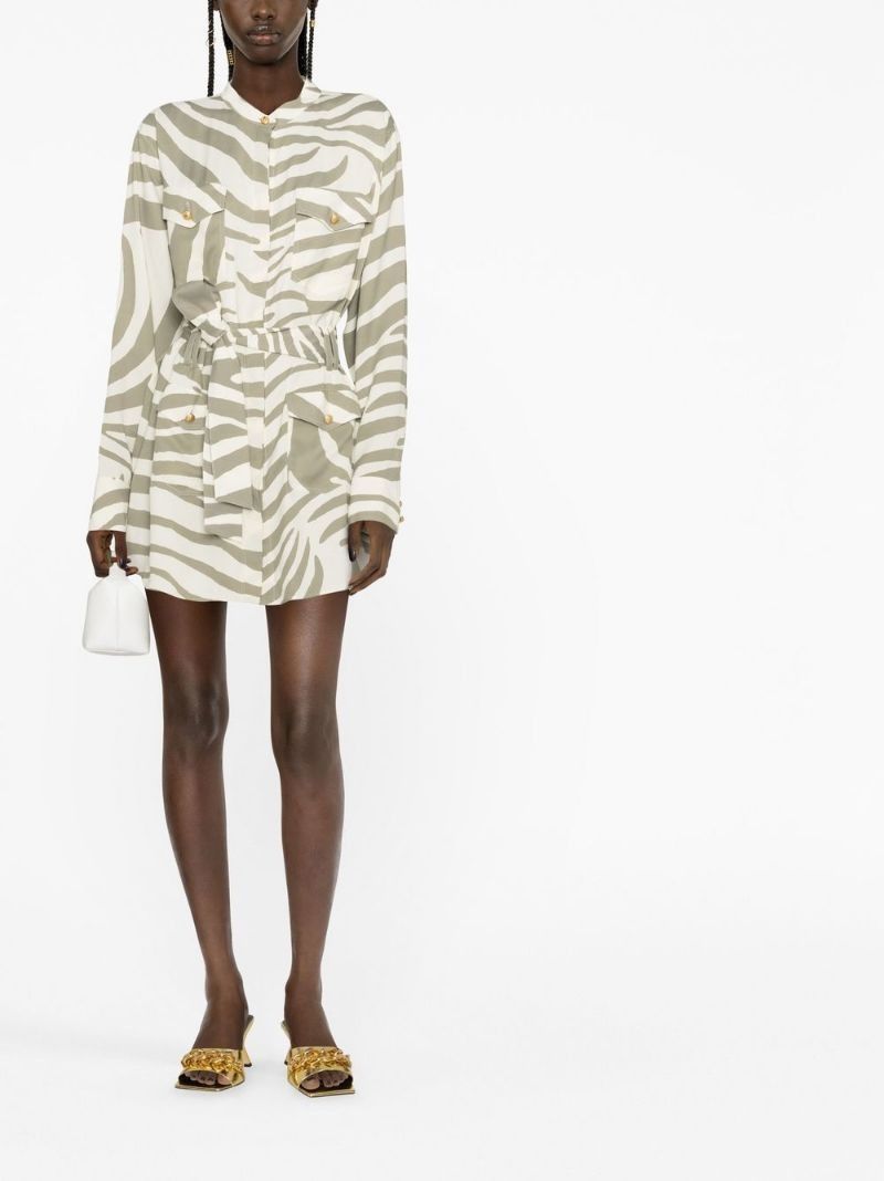 Balmain o1y0525 Shirt Mini Dress in Sage Green/White Size XS / US 0-2 / IT 36-38 - 2 Thumbnail