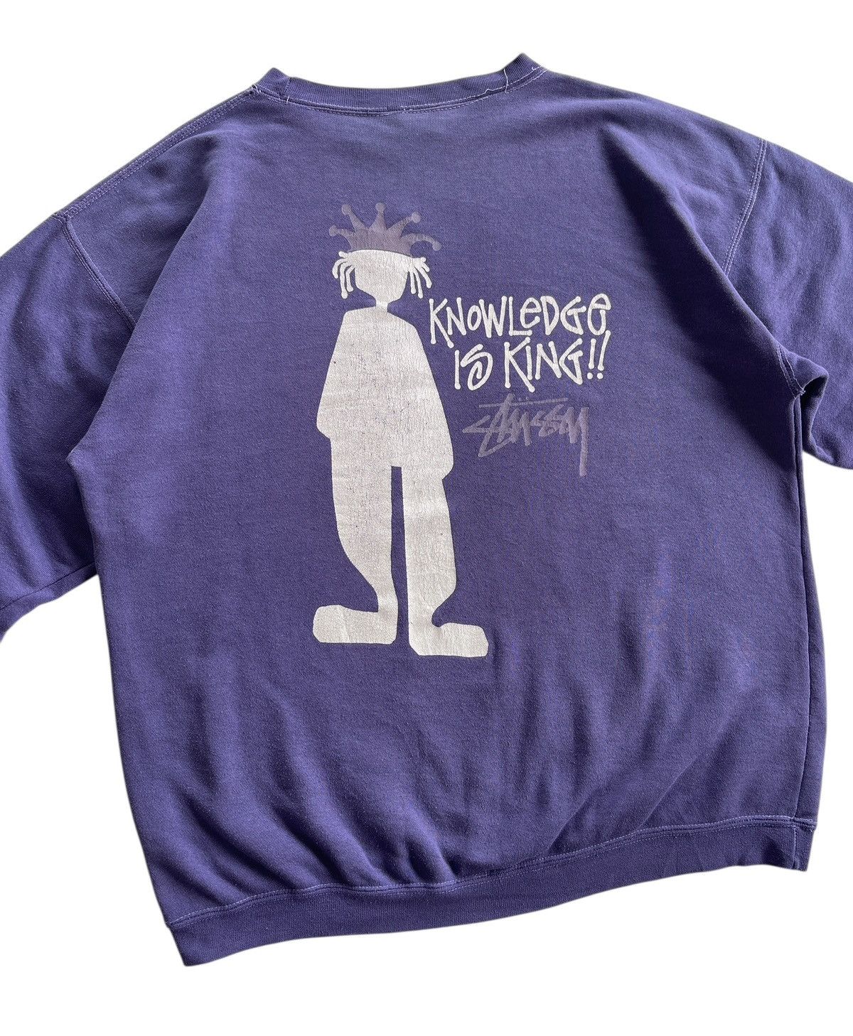 Stussy 90s Stussy "Knowledge Is King" Faded Crewneck Sweatshirt Size US L / EU 52-54 / 3 - 4 Thumbnail