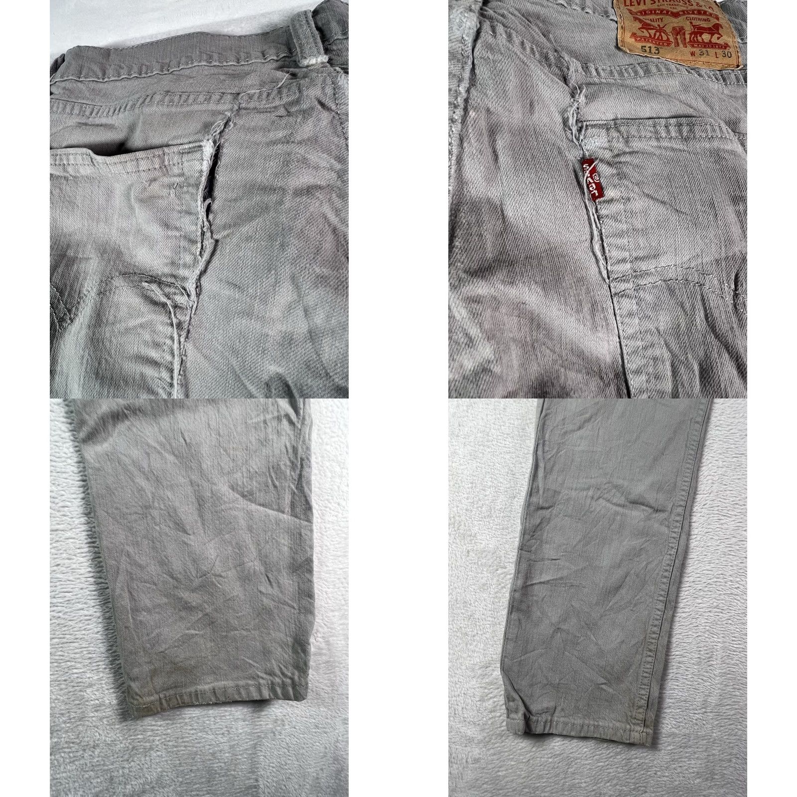 Levi's VTG Levi's 513 Jeans Mens 31x30 Gray Denim Distressed Workwear Slim Straight 5-Pocket Mens Size US 31 - 9 Thumbnail
