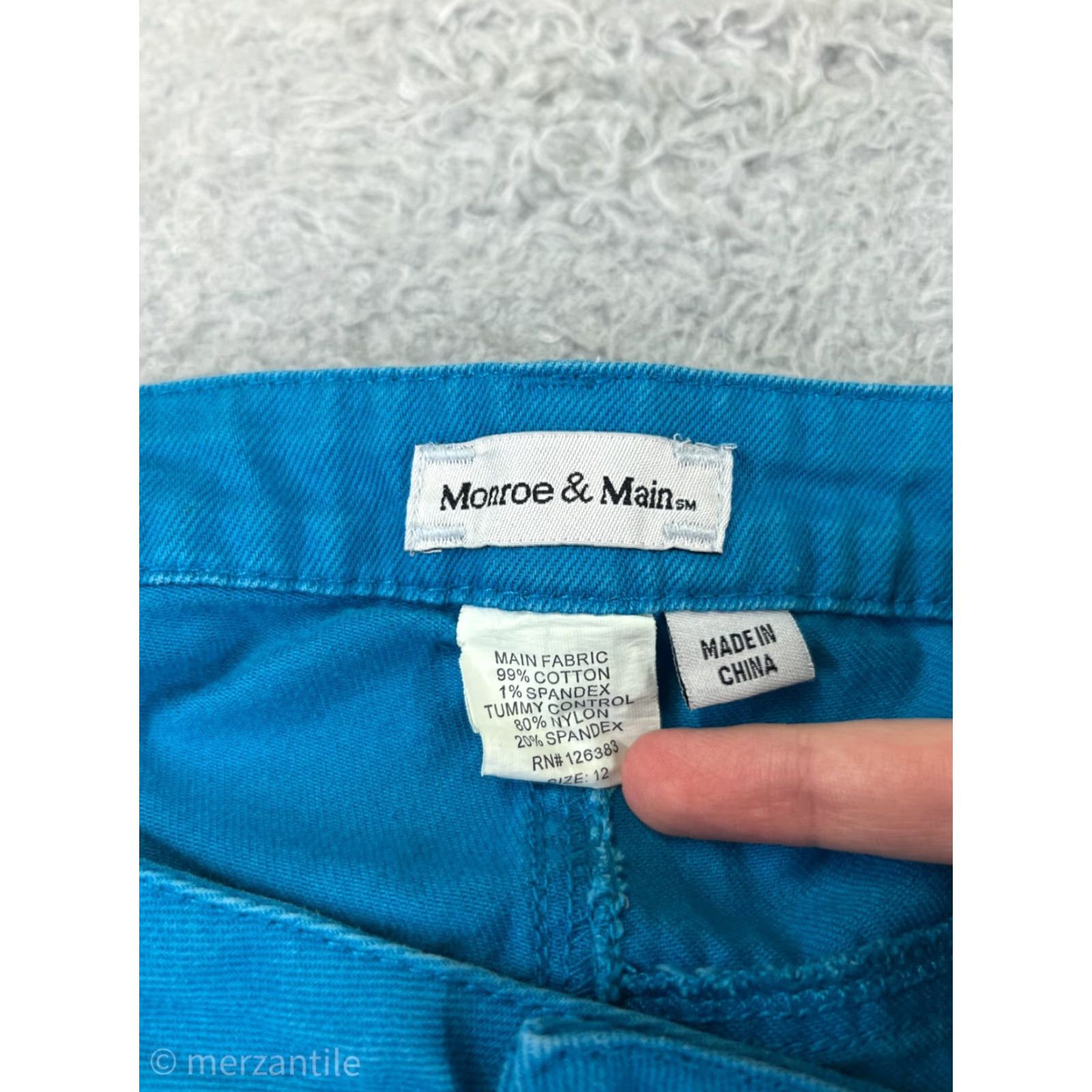 Vintage Monroe and Main Pants 12 Blue 100% Cotton Twill Capri Wide-Leg Relaxed Floral Crop Pockets Stretch American Designer Womens Size 34" / US 12 / IT 48 - 5 Thumbnail