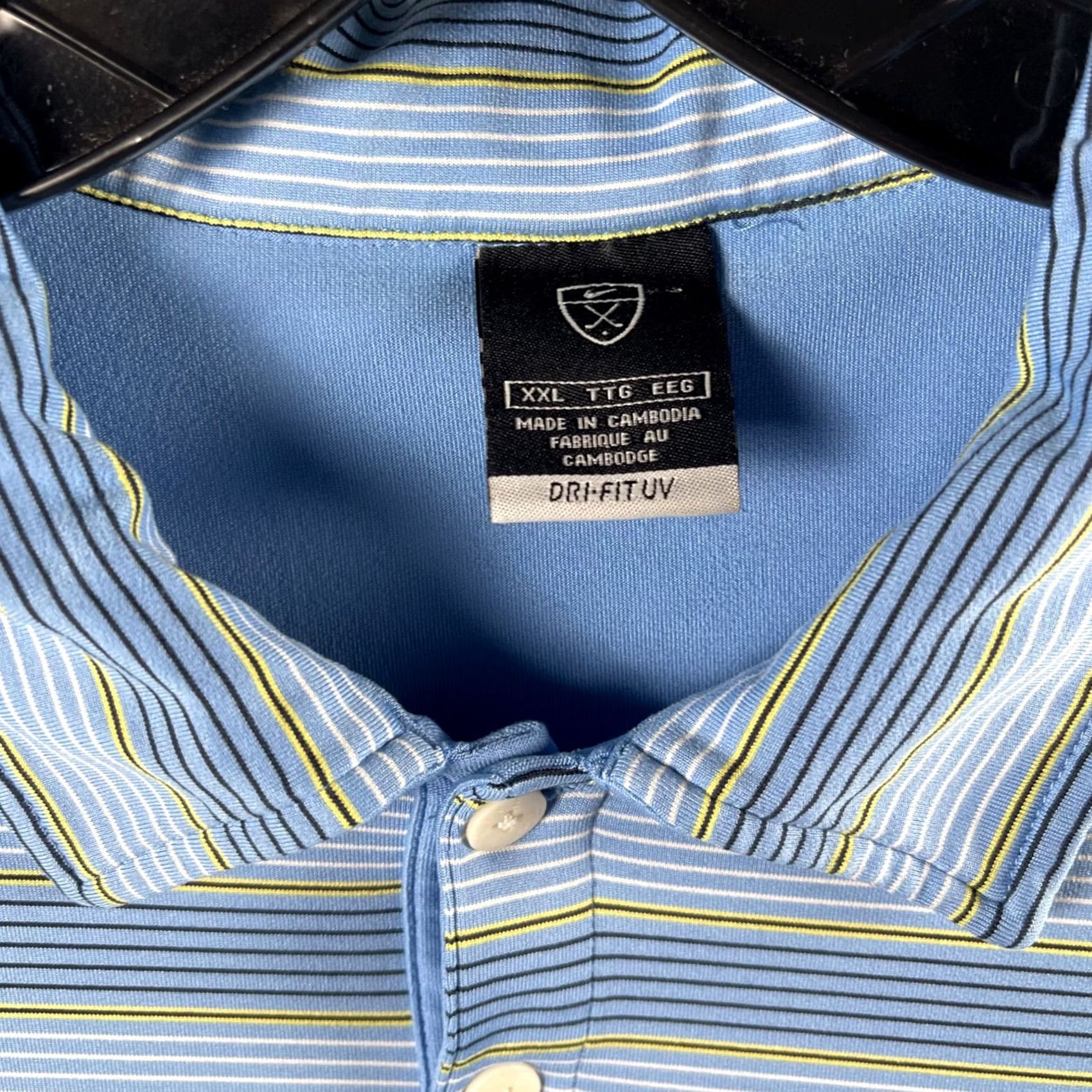 Nike Nike Golf DRI-FIT UV Polo Mens Blue Striped 2XL Short Sleeve Polo Shirt Regular Fit B Blue Striped Nike Golf Dri-Fit 2XL Mens Shirt Size US XXL / EU 58 / 5 - 4 Thumbnail