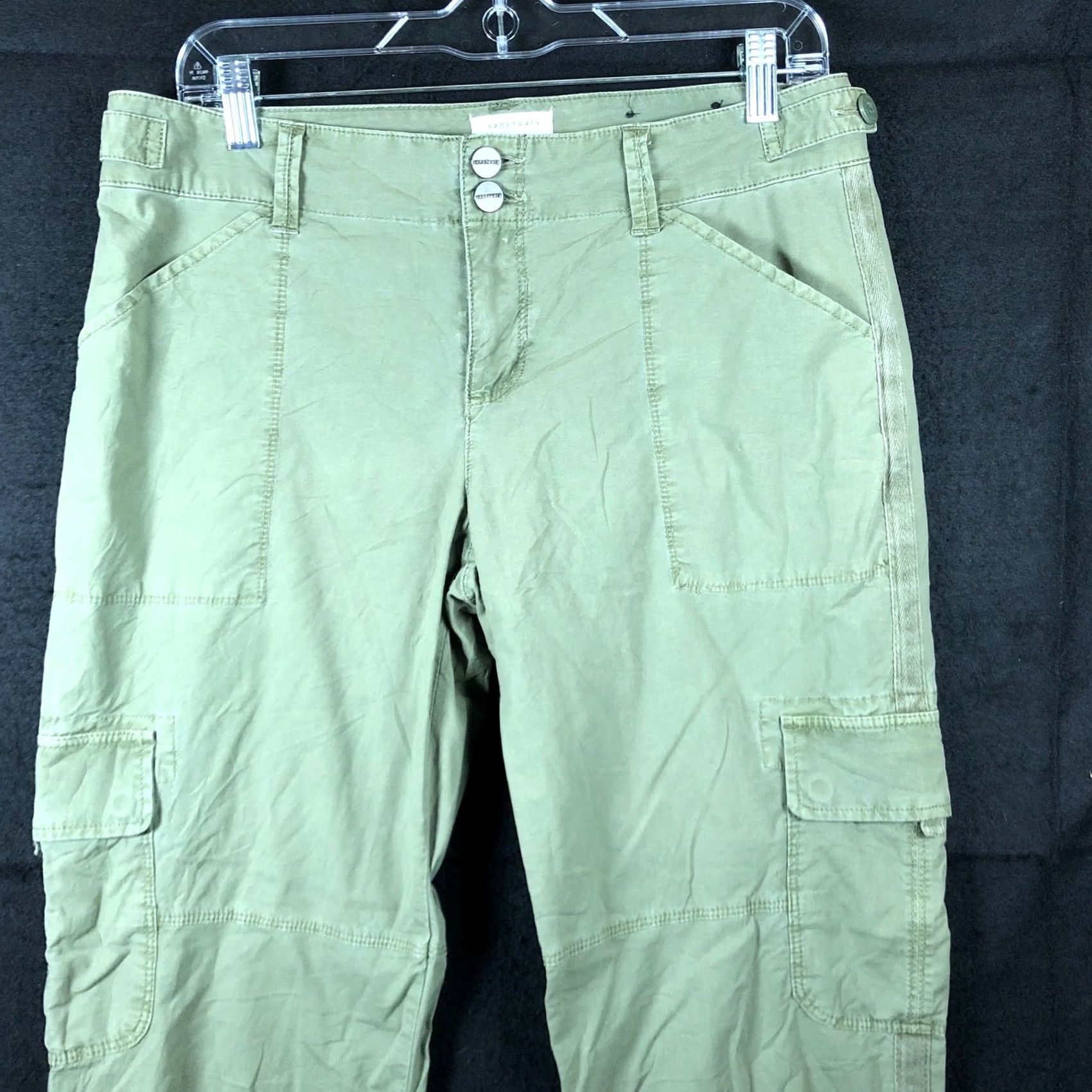 Sanctuary Sanctuary Womens Pants Green Mid Rise Cargo Drawcord Ankle Stretch 29 Size 29" - 2 Thumbnail