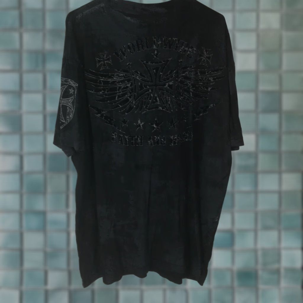 Vintage VINTAGE Archair Mens Salvation Worldwide Faith And Honor Black Graphic T Shirt 3XL Mens Short Sleeve Crew Neck Graphic Tee Size US XXL / EU 58 / 5 - 1 Thumbnail