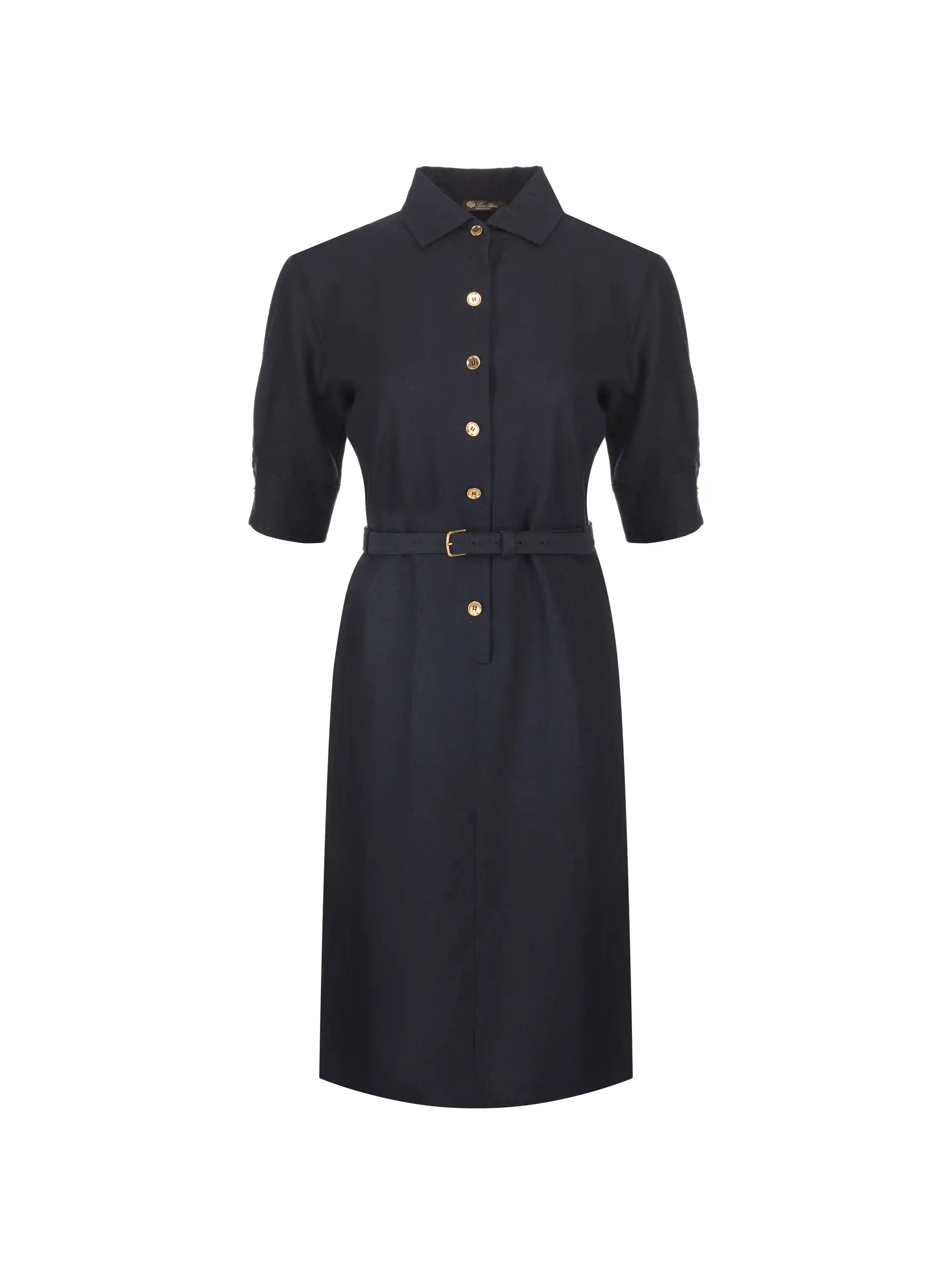 Loro Piana o1srvl11e0526 FAP0218 Carmen Shirt Midi Dress in Navy Blue Size XS / US 0-2 / IT 36-38 - 1 Thumbnail