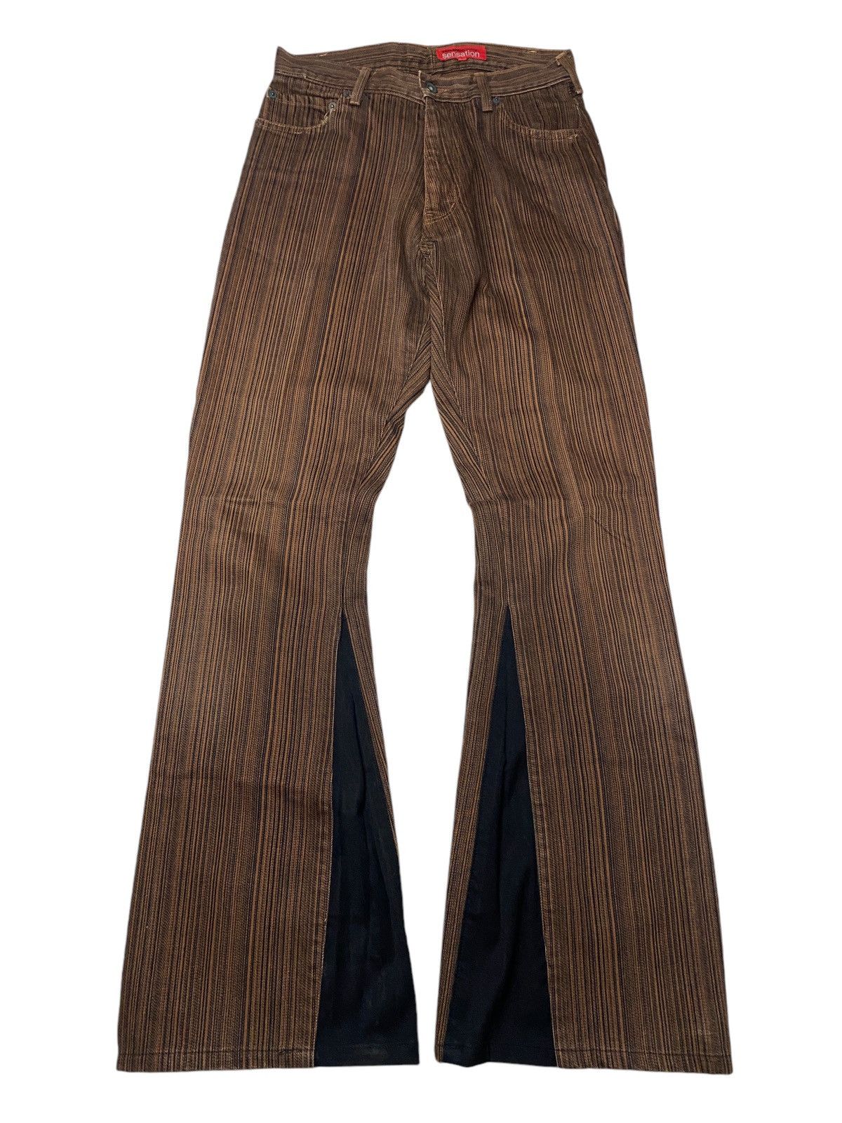 5351 POUR LES HOMMES 2000's Semantic Design Flared Tuxedo Custom Jeans Size US 26 / EU 42 - 1 Thumbnail