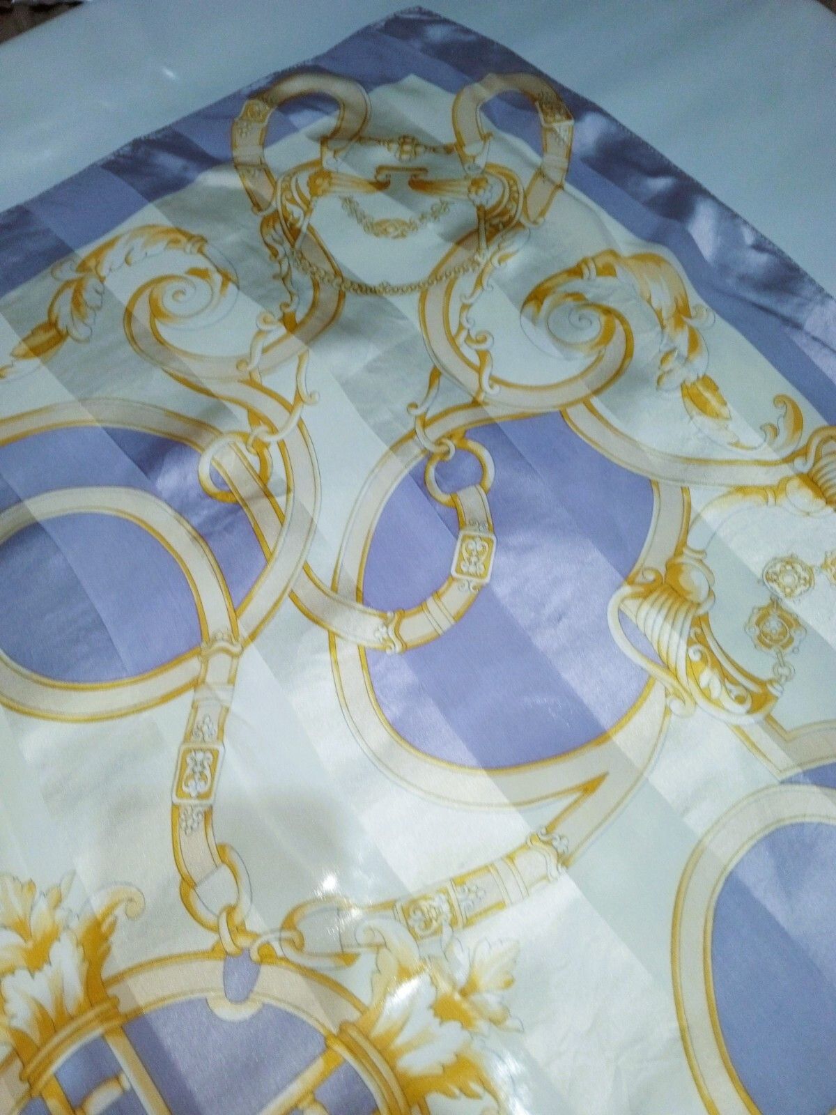 Balenciaga BALENCIAGA PARIS Victorian Purple Gold Silk Scarf Size ONE SIZE - 8 Thumbnail