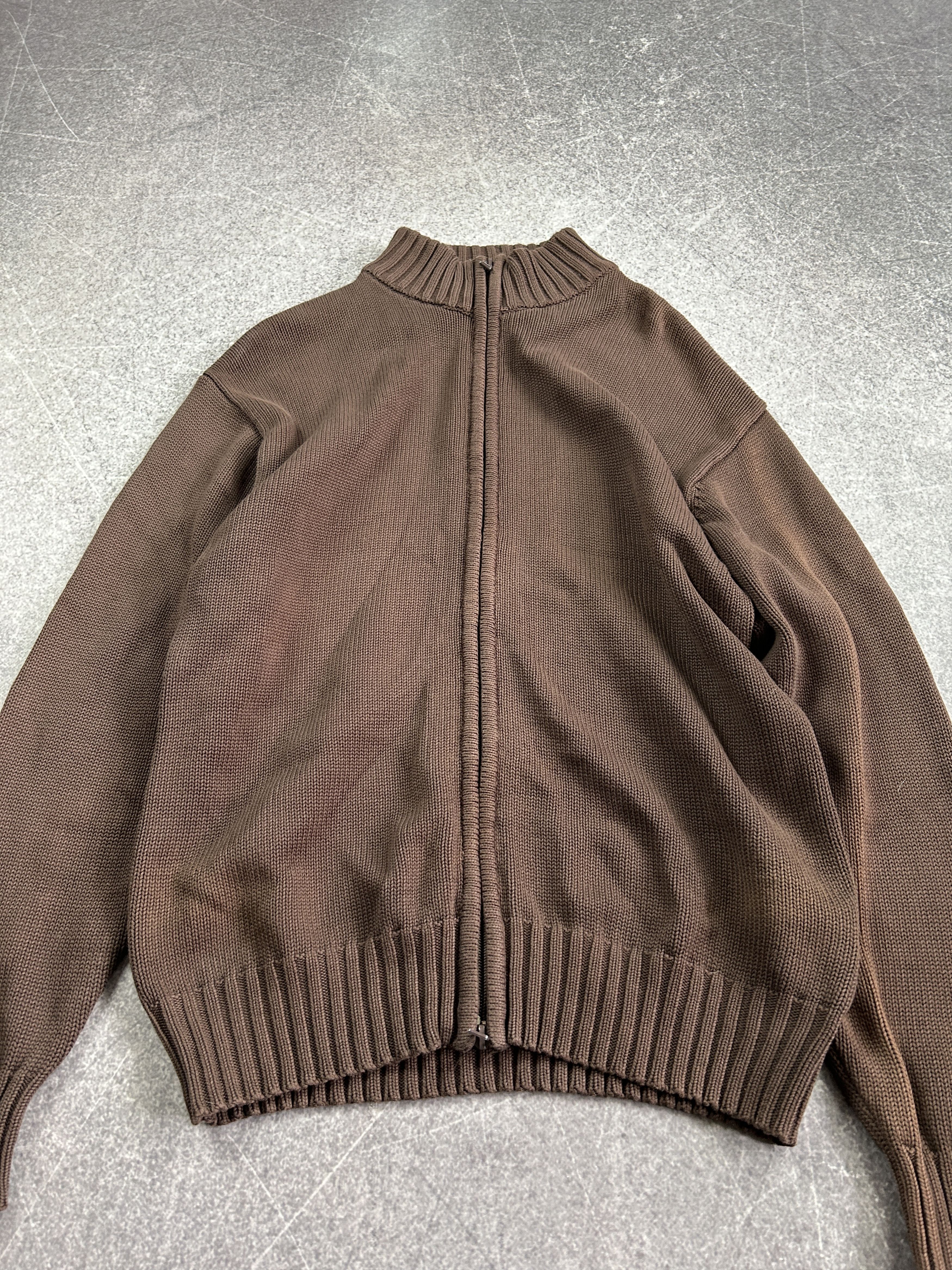 streetwear travis scott balenci style brown zip sweater y2k