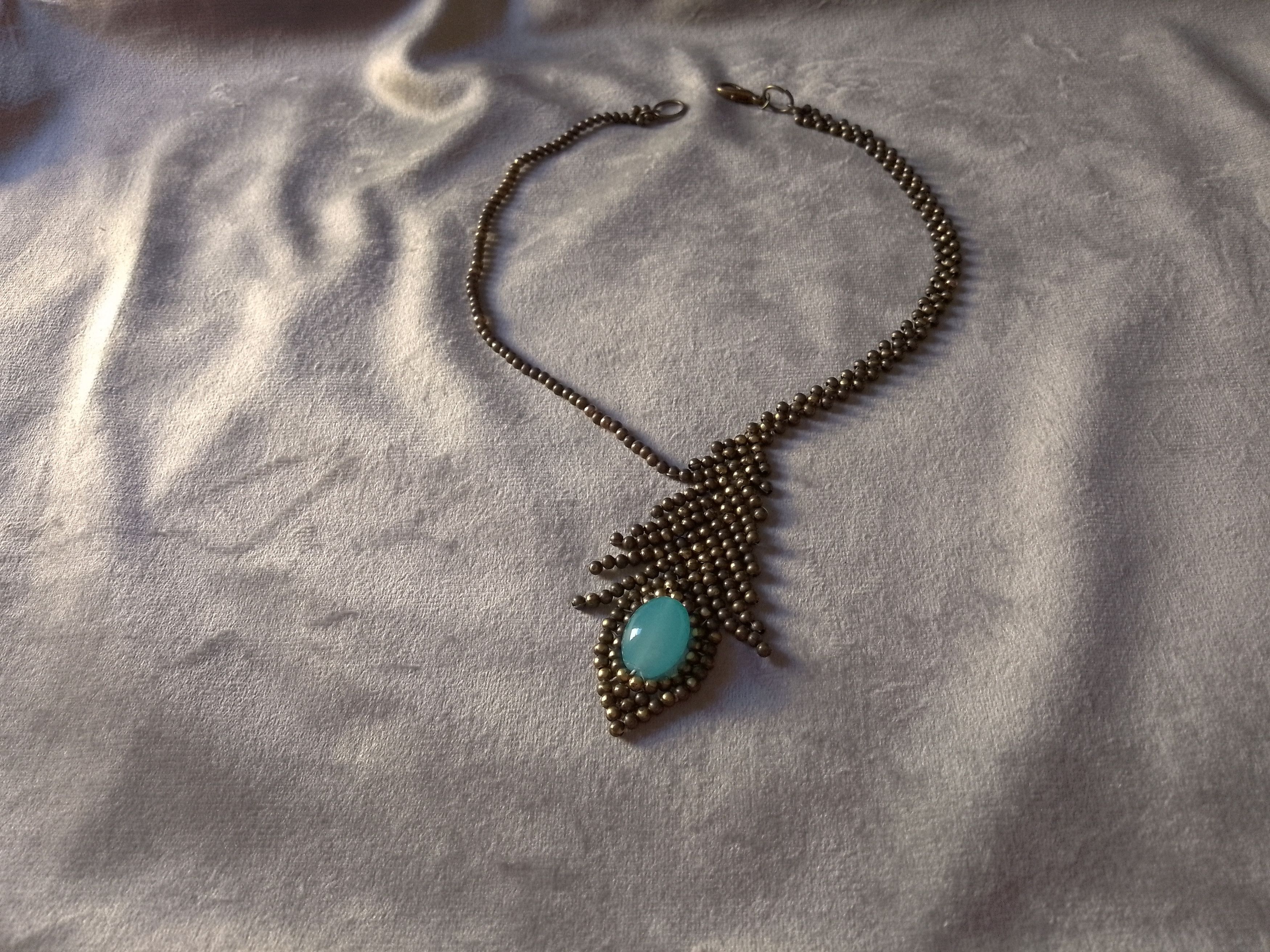 Handmade Necklace Vintage Beaded Feather Blue Crystal Antique Size ONE SIZE - 4 Thumbnail
