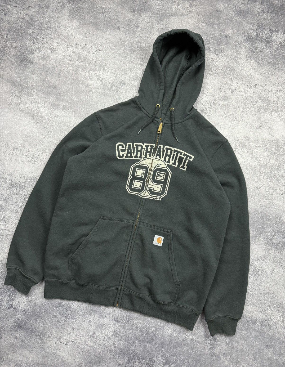 Carhartt Vintage Y2K Carhartt Big Logo Zip Up Hoodie Black Jacket Size US L / EU 52-54 / 3 - 2 Thumbnail