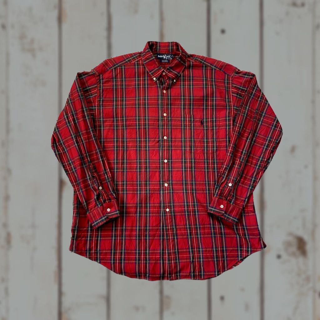 Polo Ralph Lauren VINTAGE Polo Ralph Lauren Big Shirt Cotton Plaid Holiday XL Red Green Blue Long Sleeve Button-Up Down Front Mens Size US XL / EU 56 / 4 - 1 Thumbnail