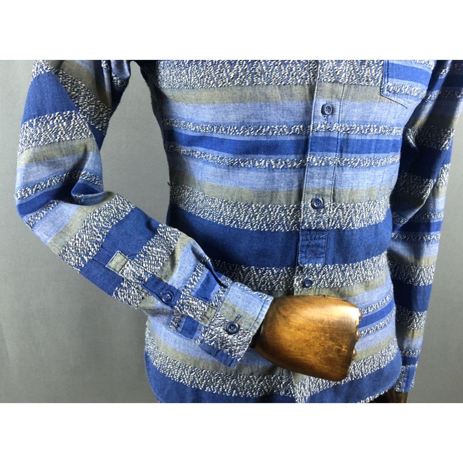 Edwin Edwin Shirt Cotton Blue Men S Button-Up Point Collar Long Sleeve Size US S / EU 44-46 / 1 - 6 Thumbnail