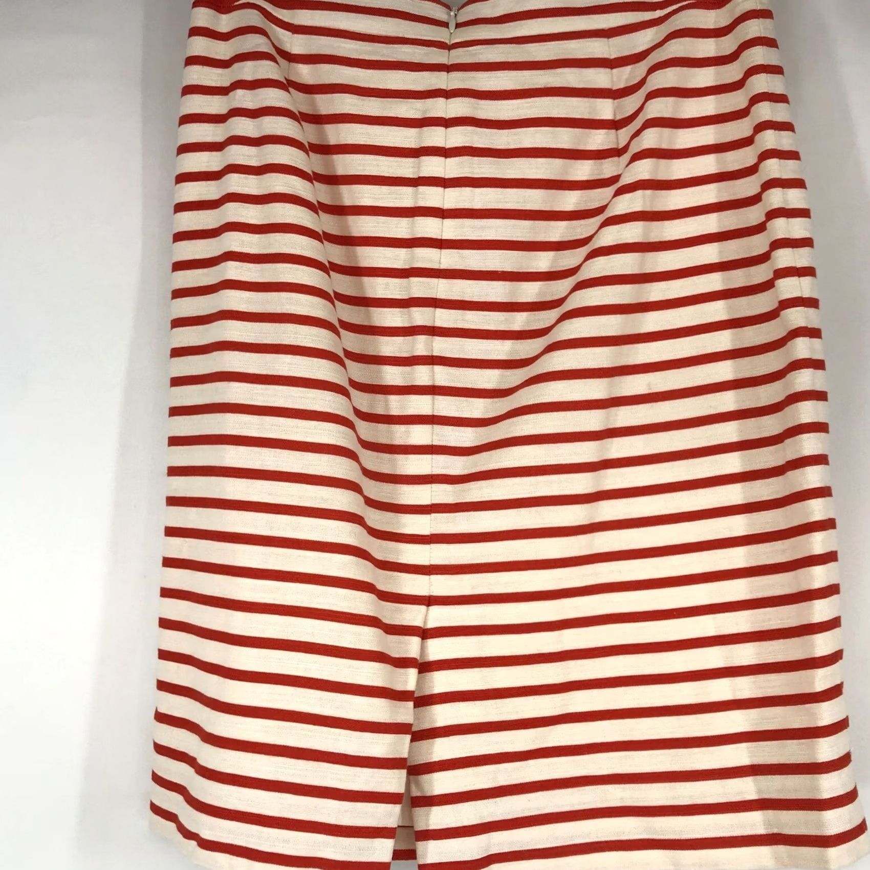 J.Crew J. CREW - Womens 2 - RED & CREAM STRIPE LINEN BLEND NO. 2 PENCIL SKIRT Size 26" / US 2 / IT 38 - 3 Thumbnail