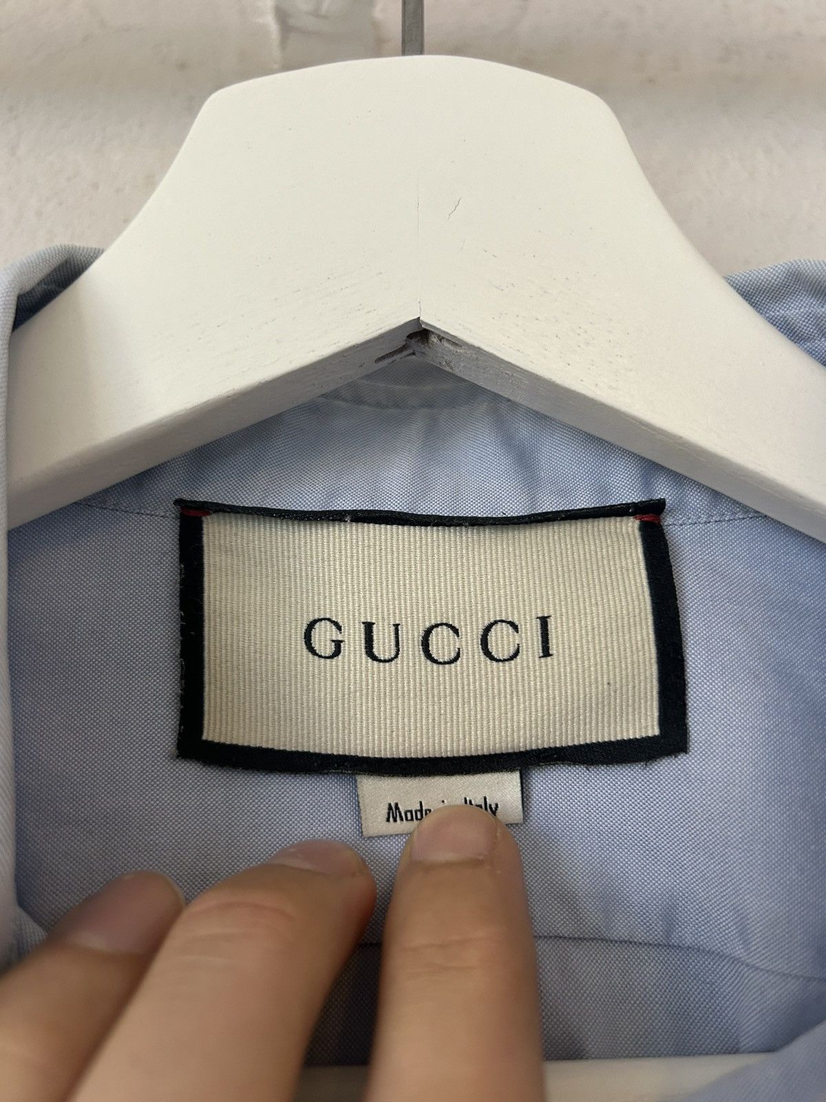 Gucci Gucci Light Blue Cotton Shirt with Embroidered “GG” Crest Size US L / EU 52-54 / 3 - 4 Thumbnail